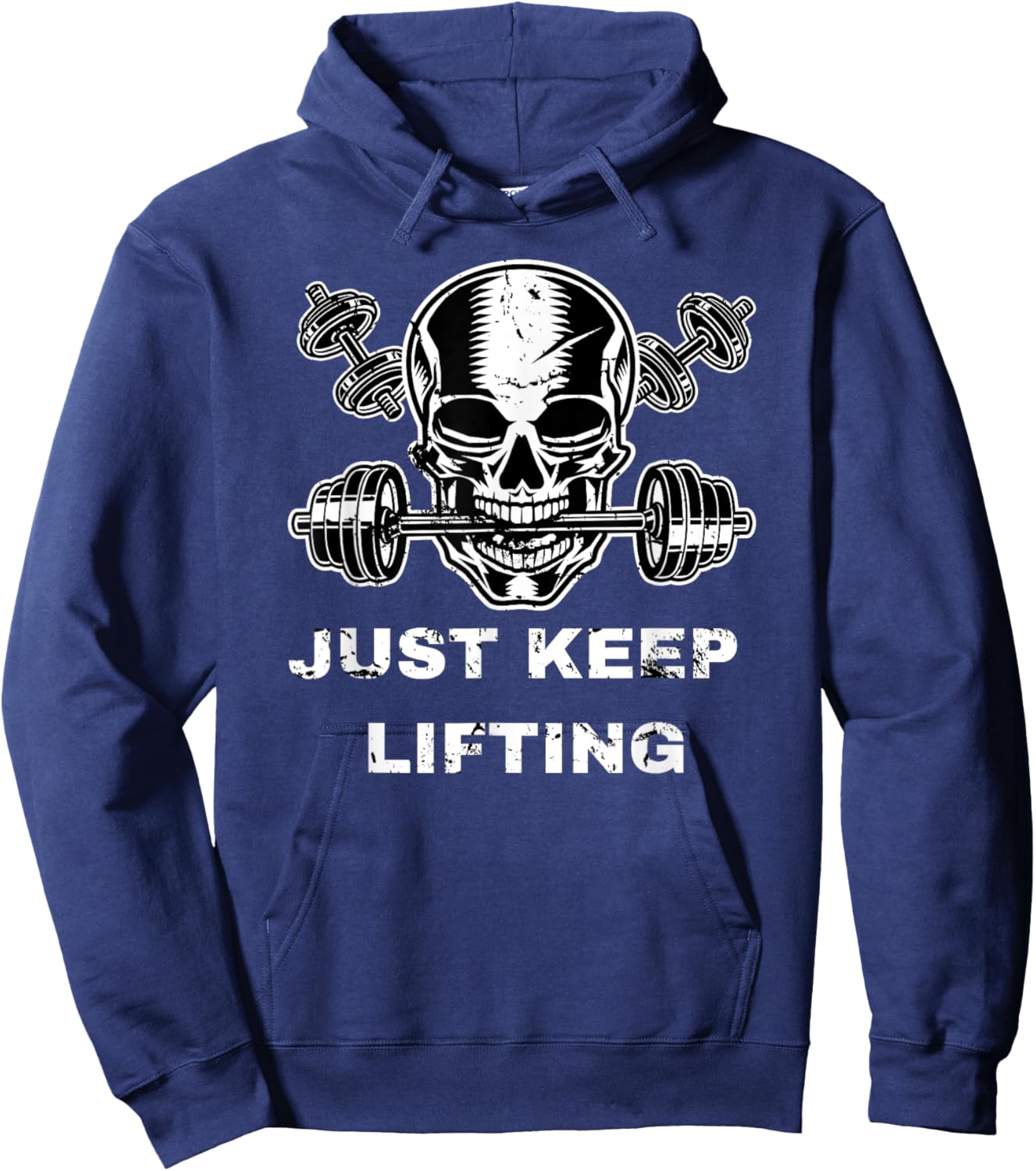 Skull and Crossbones barbell - Just keep lifting deadlift Hoodie - Hoodie | Navy