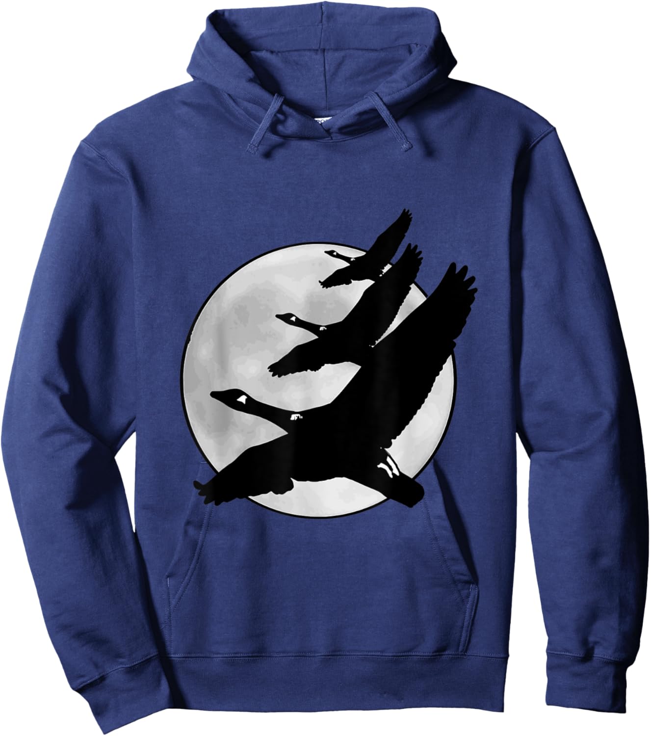 Canadian Geese Flying in Front of the Full Moon Hoodie - Hoodie | Navy