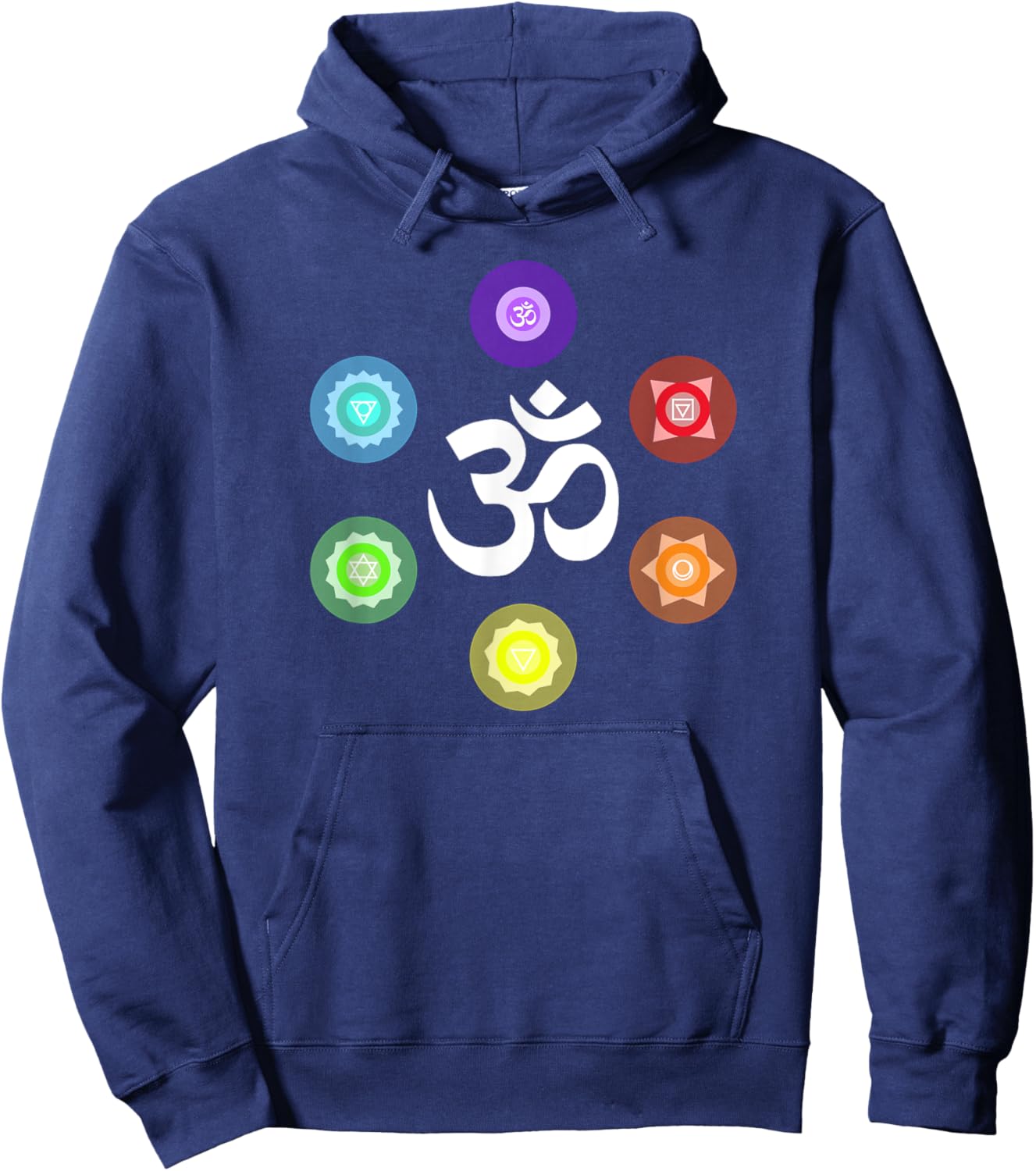 Sacred Geometry Yoga Metatrons Rainbow Chakras Hoodie - Hoodie | Navy