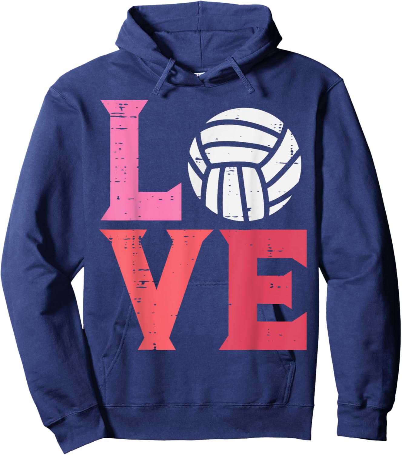 Pink Love Volleyball Cute Sports Coach Player Men Women Kids Hoodie - Hoodie | Navy