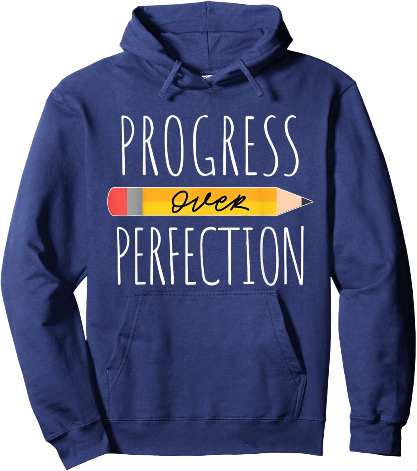 Motivational Progress Over Perfection back to School Teacher Women Girls Kids Hoodie - Hoodie | Navy