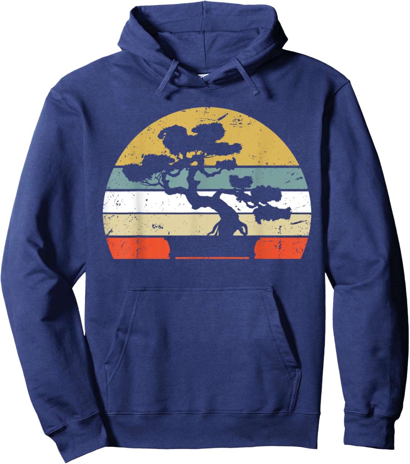 Bonsai Shirt Retro Vintage Sunset Bonsai Tree Hoodie - Hoodie | Navy