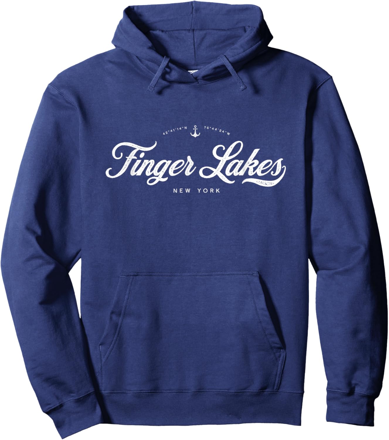 Finger Lakes Upstate New York NY Vintage Retro Hoodie - Hoodie | Navy