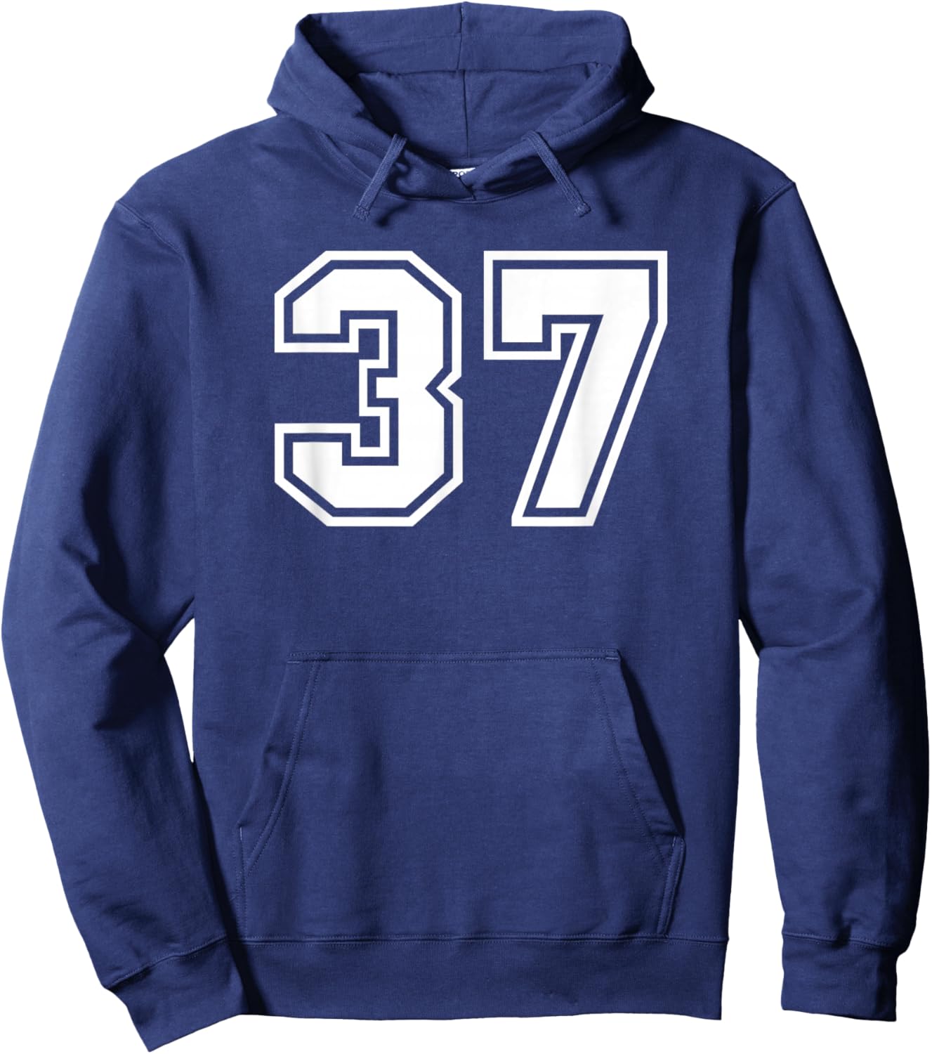 White Sports Team Number #37 Hoodie - Hoodie | Navy