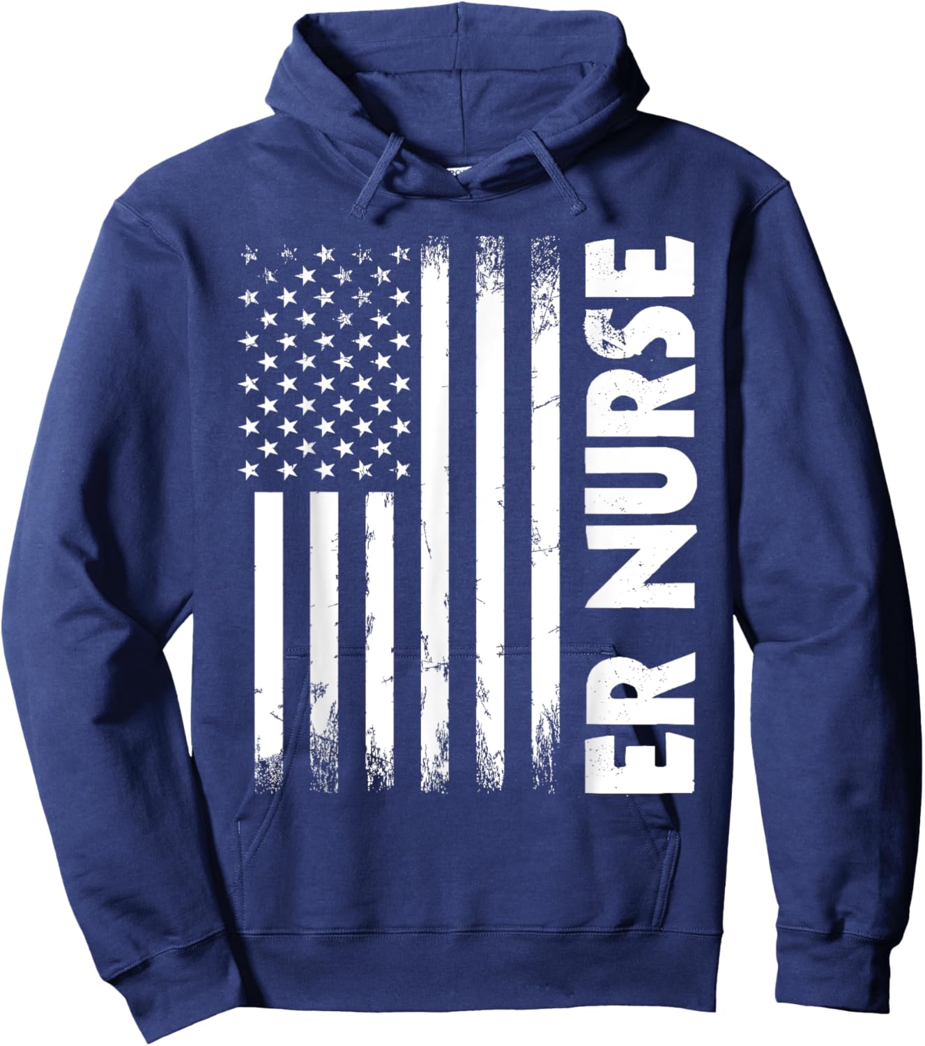 Patriotic Registered ER Nurse USA Flag Nursing RN Healthcare Hoodie - Hoodie | Navy
