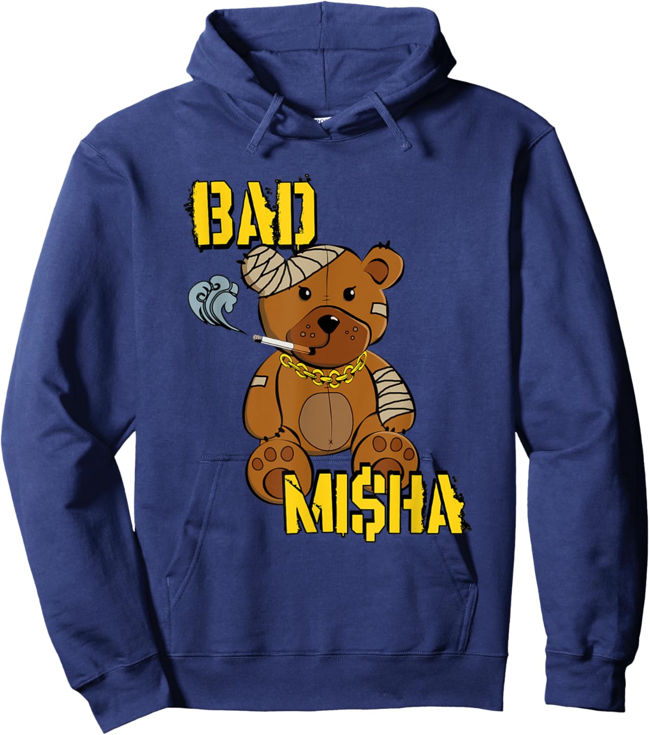 Bad Misha Bear Teddy Attitude Cool Cartoon Anime Kawaii Hoodie - Hoodie | Navy