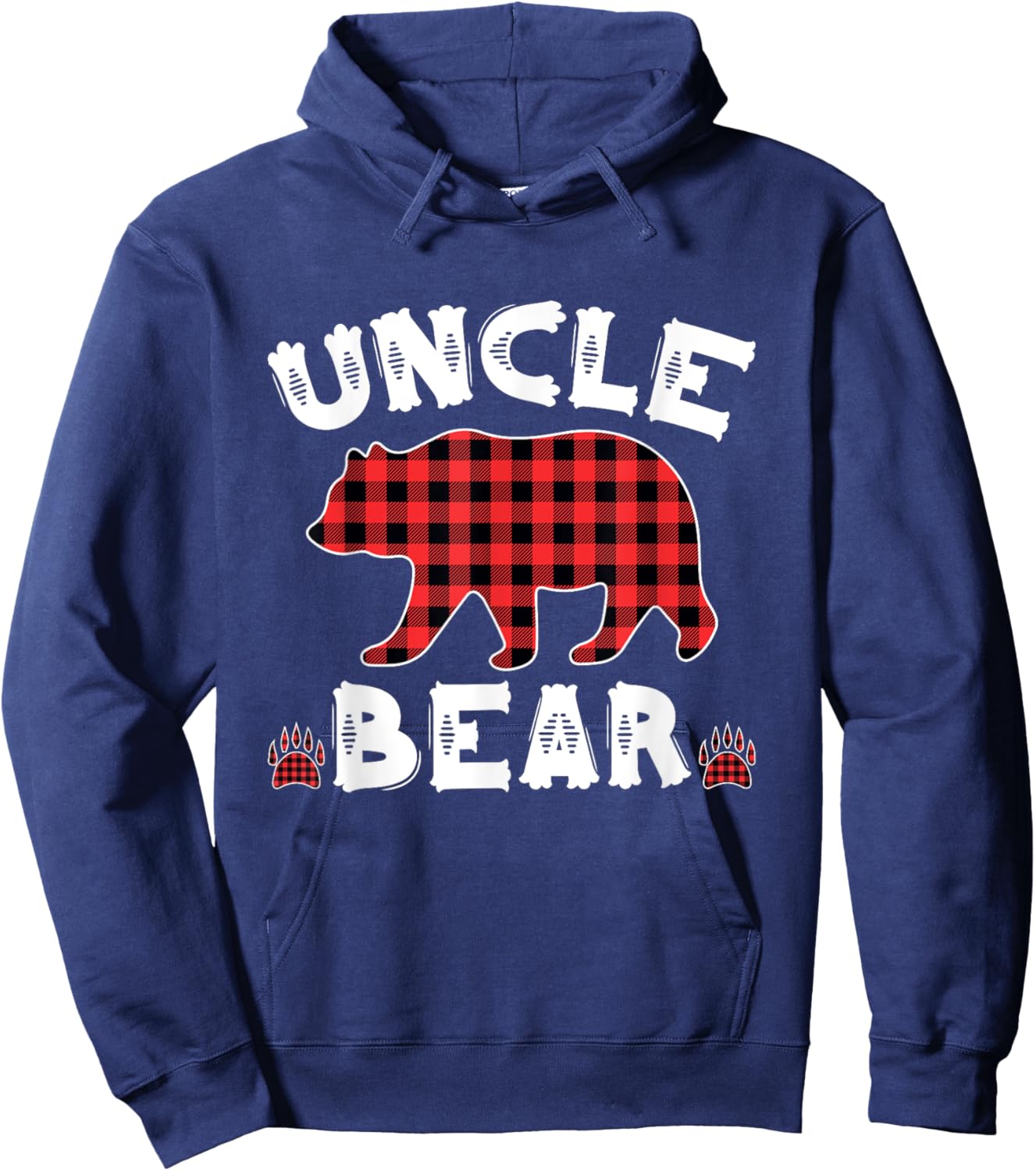 Uncle Bear Buffalo Dark Red Plaid Christmas Pajama Family Hoodie - Hoodie | Navy