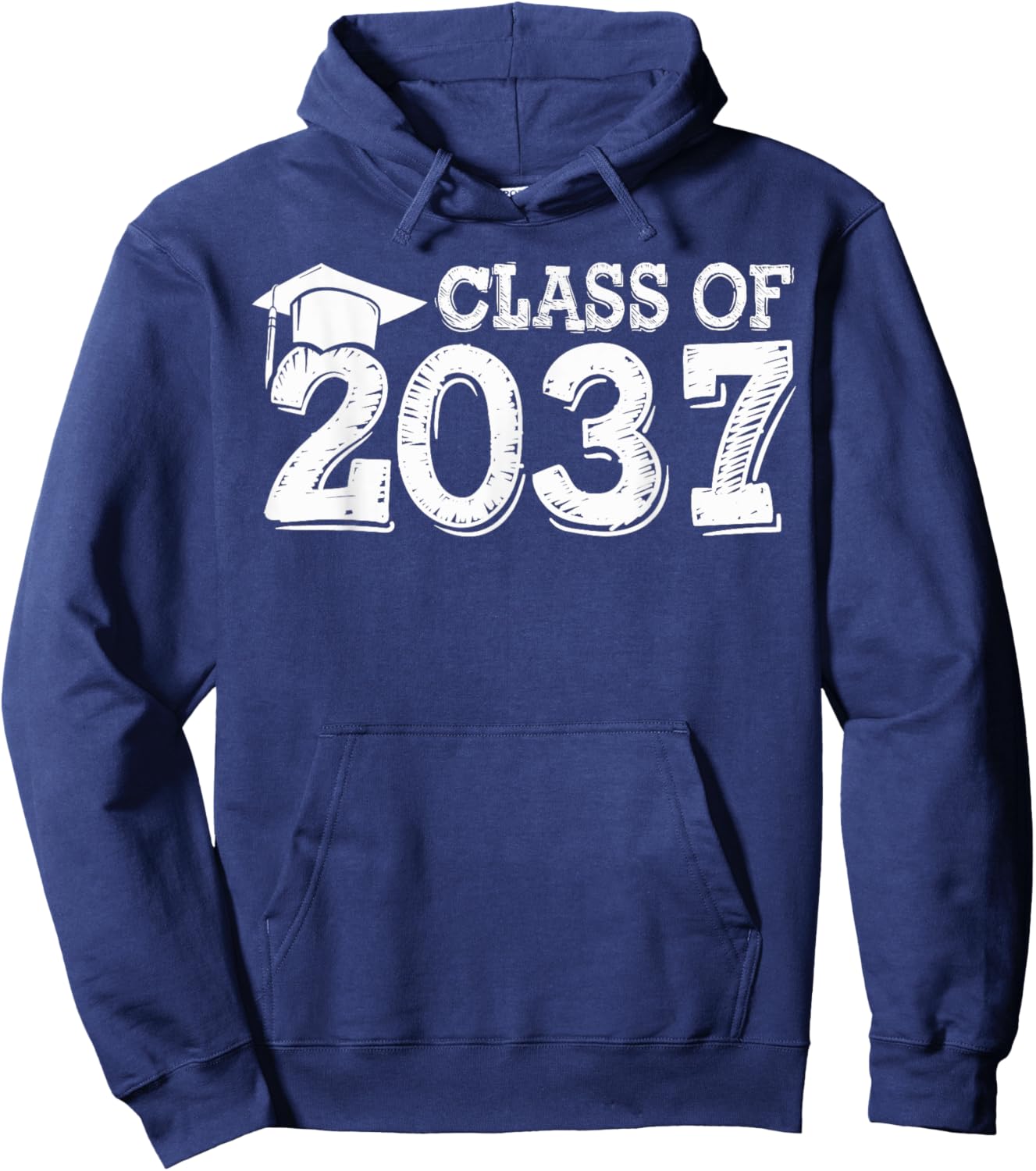 Class Of 2037 Grow With Me Handprints Space On Back Hoodie - Hoodie | Navy