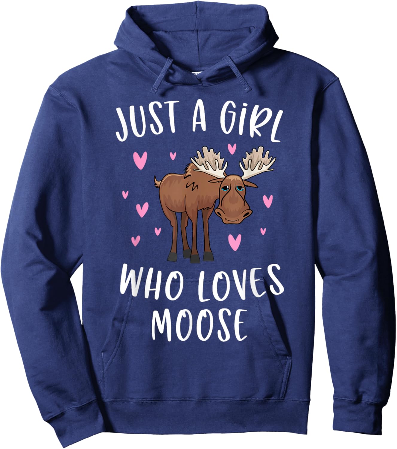 Cute Moose Shirt For Girls Just A Girl Who Loves Moose Hoodie - Hoodie | Navy