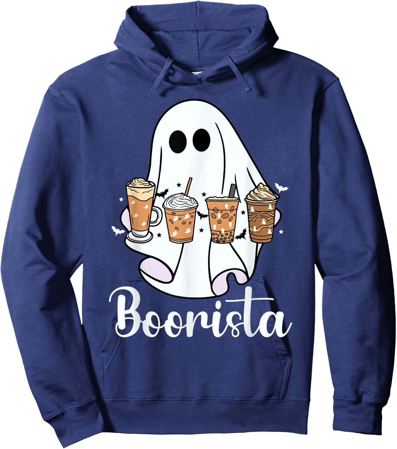 Boorista Ghost Halloween Costume Coffee Barista Ghost Funny Hoodie - Hoodie | Navy