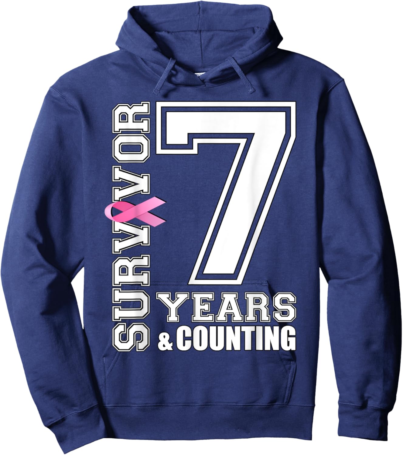 7 Years Breast Cancer Survivor Pink Ribbon Gifts Hoodie - Hoodie | Navy