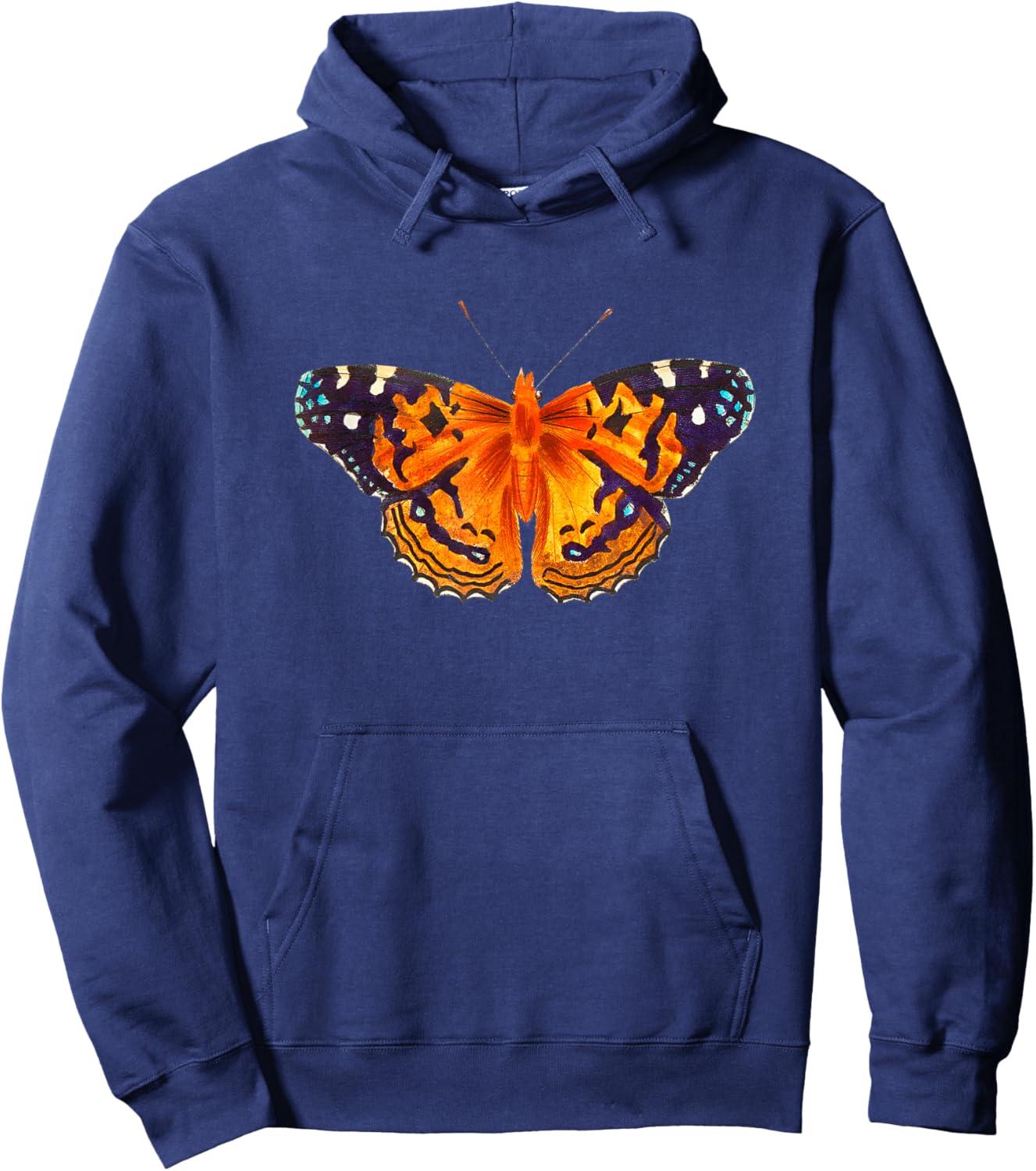 American Painted Butterfly Illustration & Women Hoodie - Hoodie | Navy