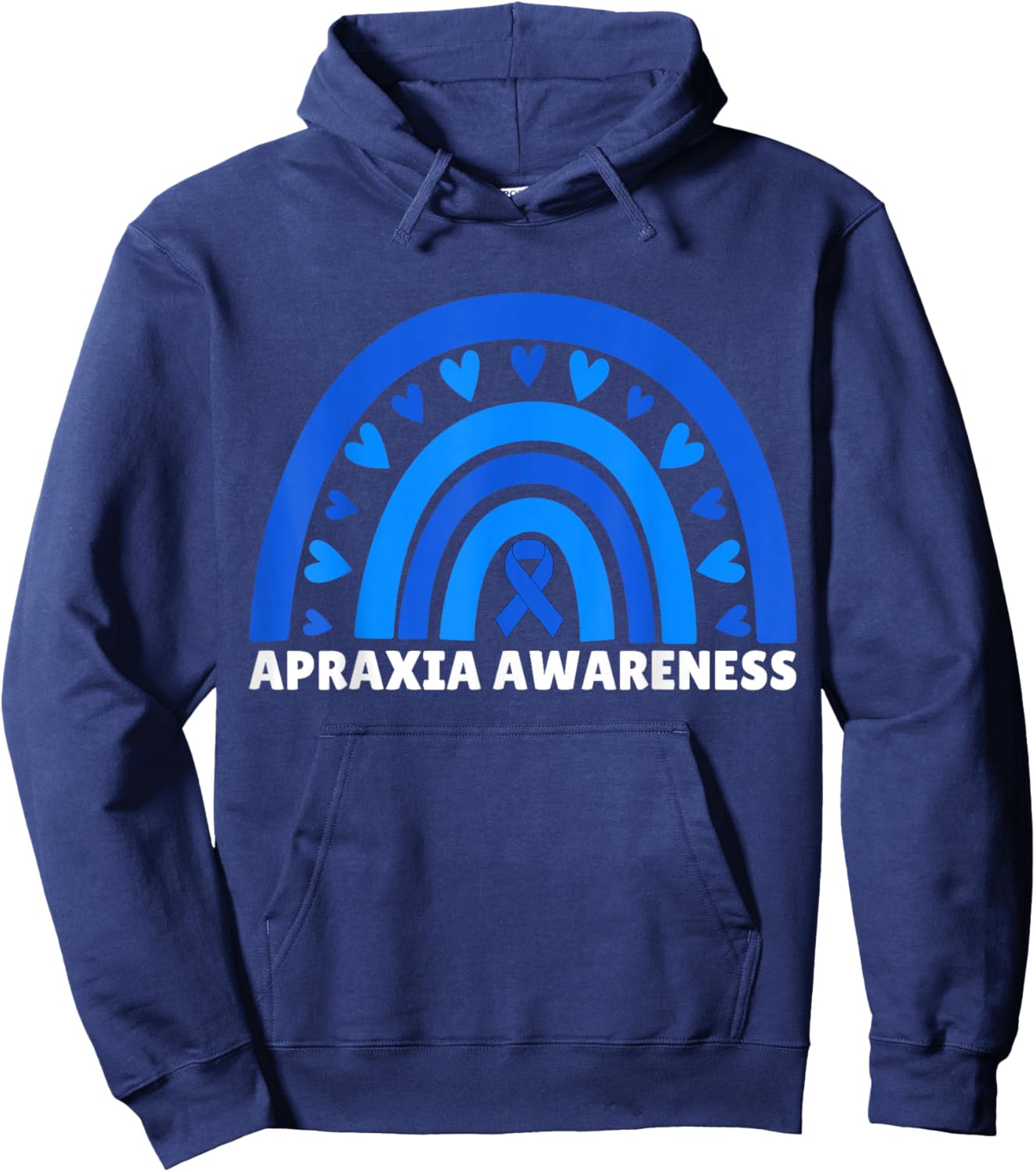 Apraxia Awareness Sister Brother Son Rainbow Apraxia Warrior Hoodie - Hoodie | Navy