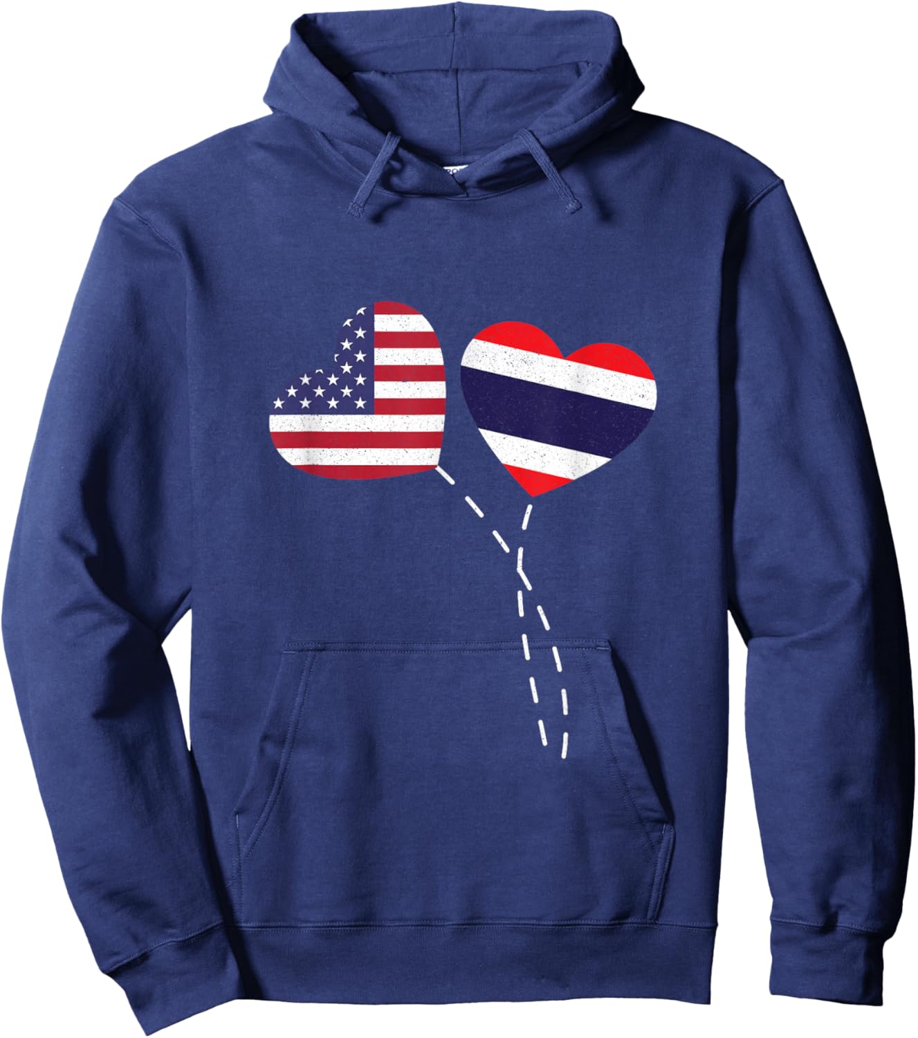 Loving USA Thailand Flag Heart Thai Americans Love Hoodie - Hoodie | Navy
