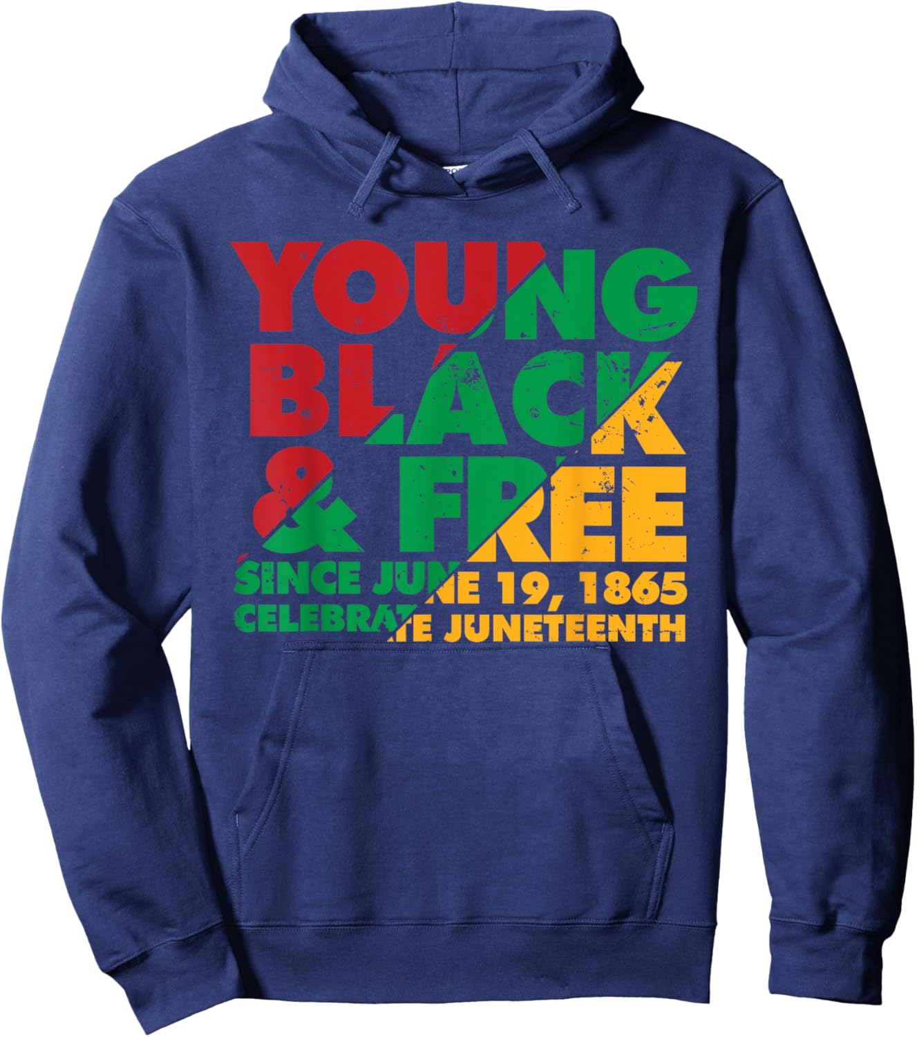 Young Black and Free novelty Juneteenth Hoodie - Hoodie | Navy