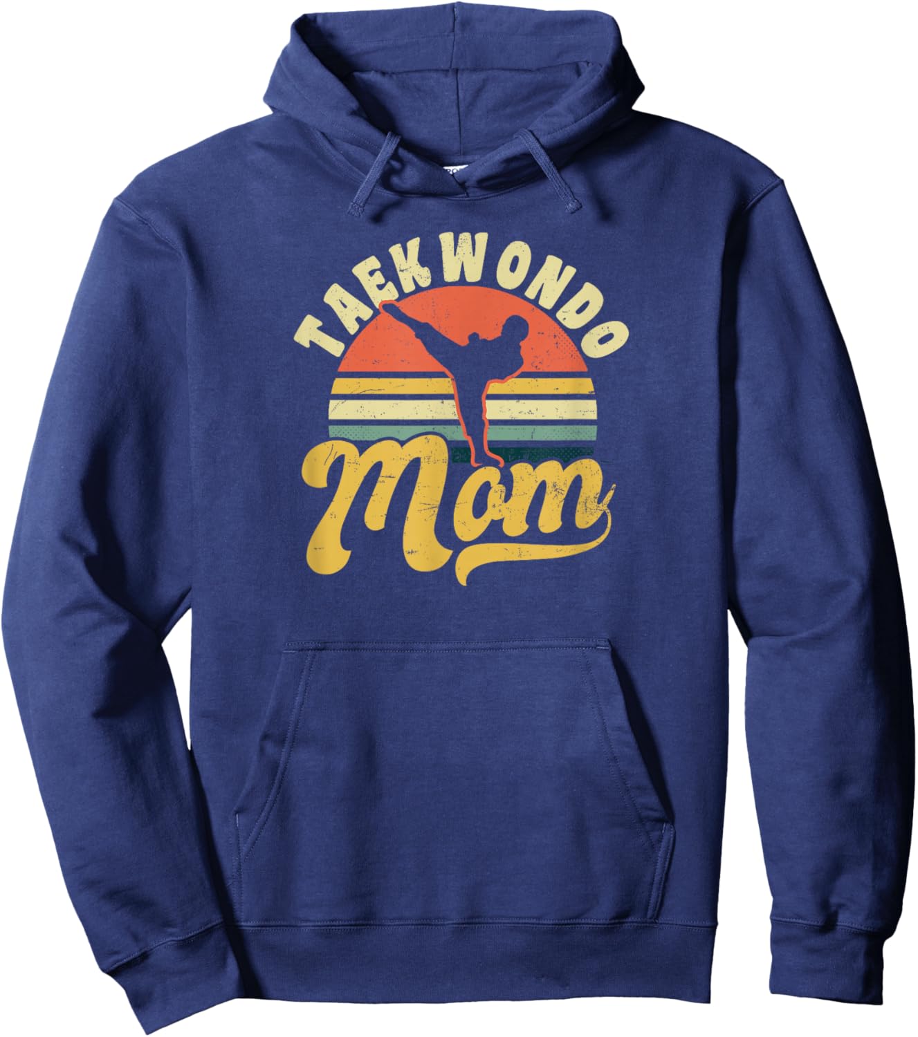 Vintage Retro Sunset Design Taekwondo Mom Hoodie - Hoodie | Navy