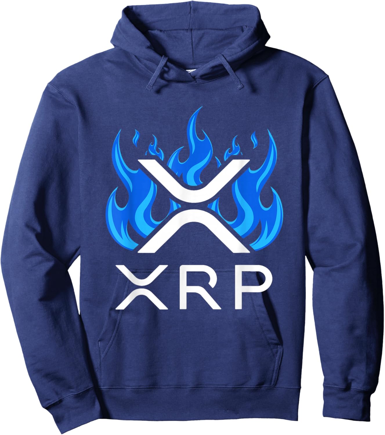 XRP - XRP Cryptocurrency - XRP Logo - Blue Flames - XRP Hoodie - Hoodie | Navy
