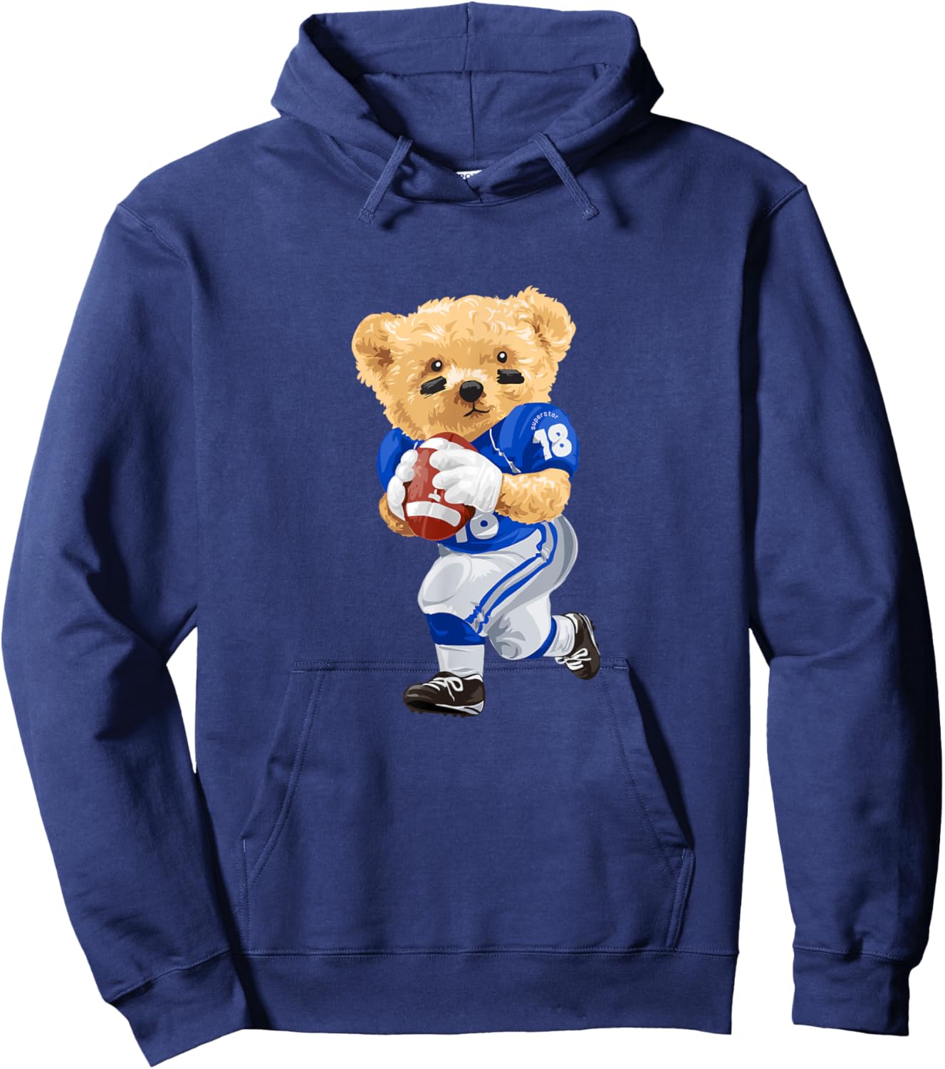 Cool Teddy Bear Playing Rugby Illustration Graphic Designs Hoodie - Hoodie | Navy