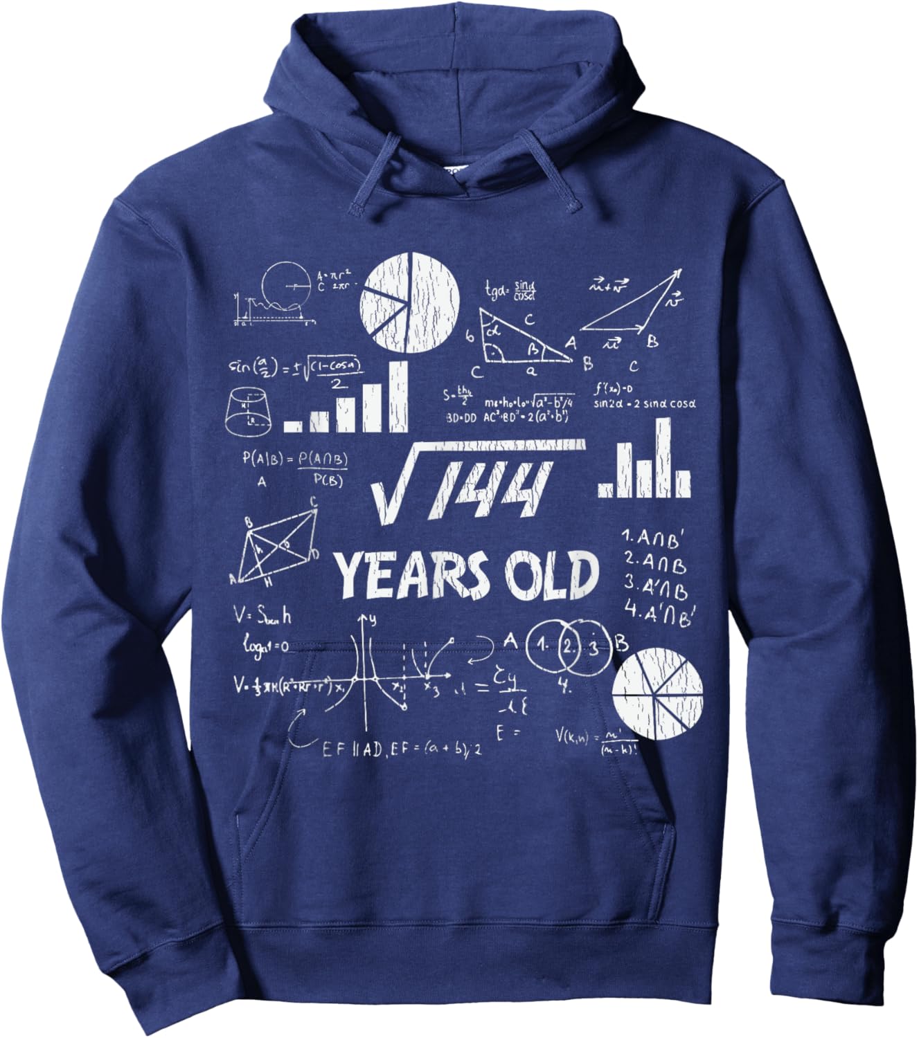 12th Birthday Square Root of 144 Vintage 12 Years Old Bday Hoodie - Hoodie | Navy