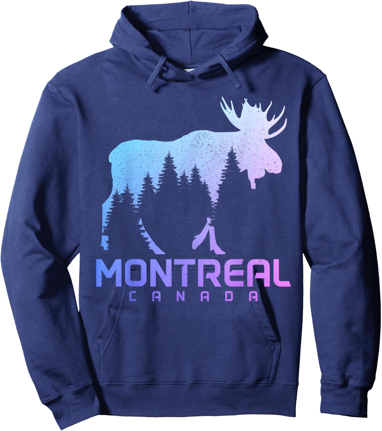 Montreal Quebec Canada Vintage Moose Souvenir Hoodie - Hoodie | Navy