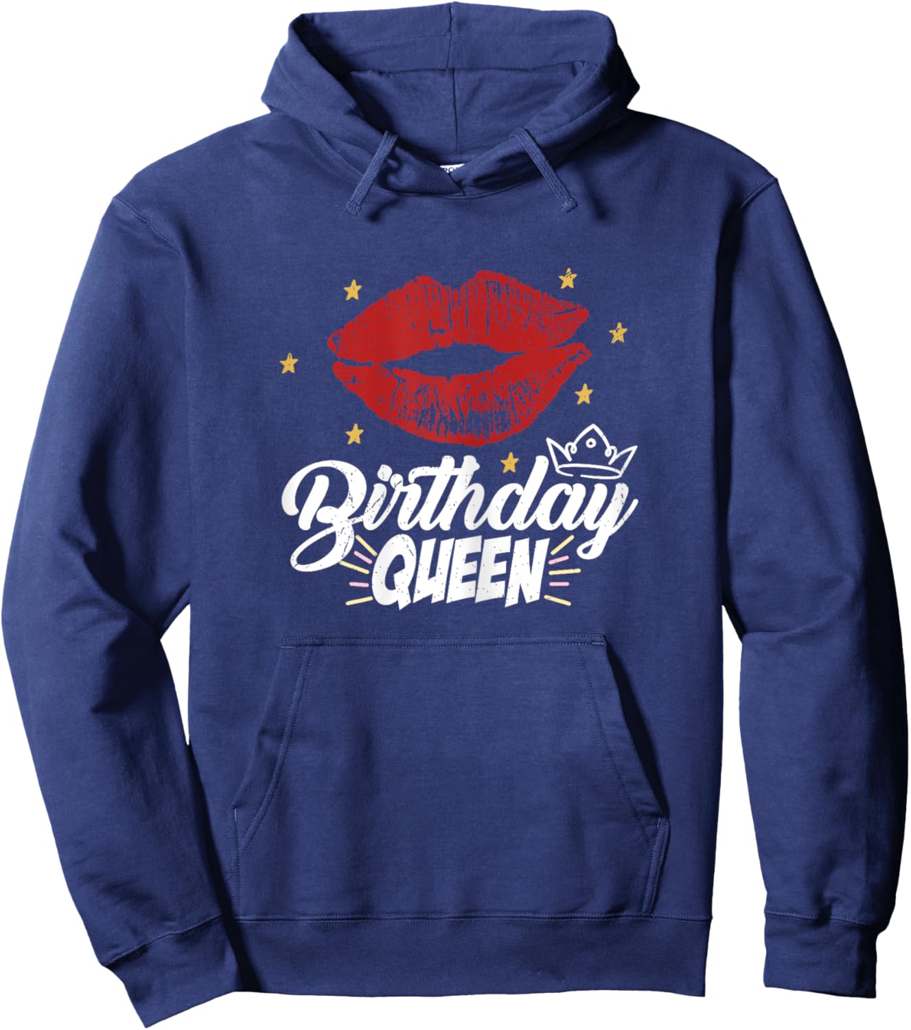 Birthday Queen Red Lipps Hoodie - Hoodie | Navy