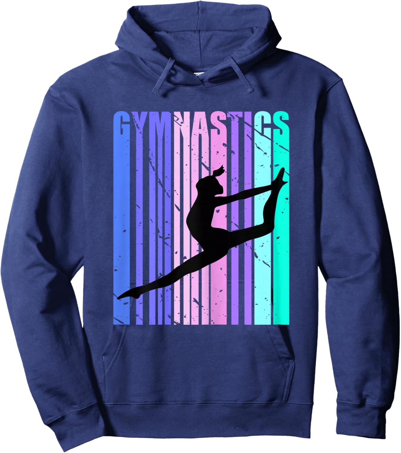Retro Girls Gymnastics Purple Green Woman Women Gymnast Hoodie - Hoodie | Navy