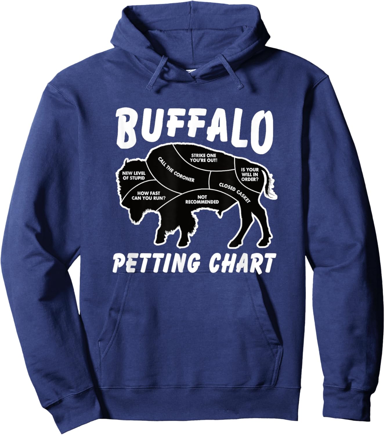 Buffalo Wildlife Petting Chart for Bison Lovers Hoodie - Hoodie | Navy