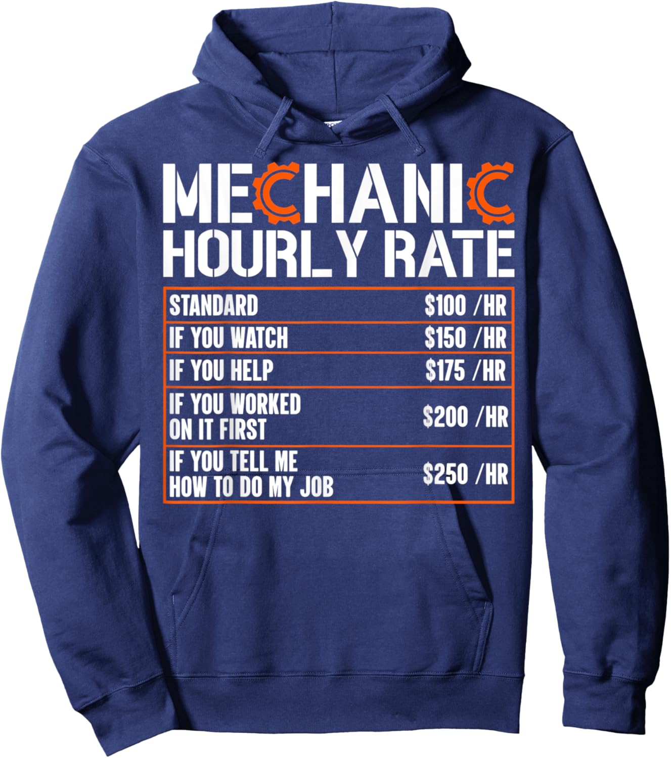 Mechanic Hourly Rate Funny Labor Rates Hoodie - Hoodie | Navy
