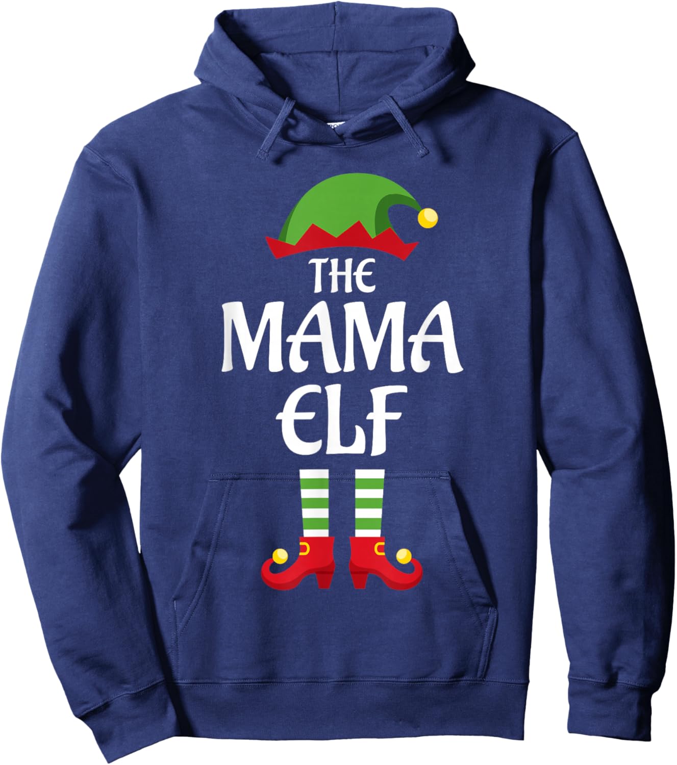Mama Elf Family Matching Group Christmas Hoodie - Hoodie | Navy