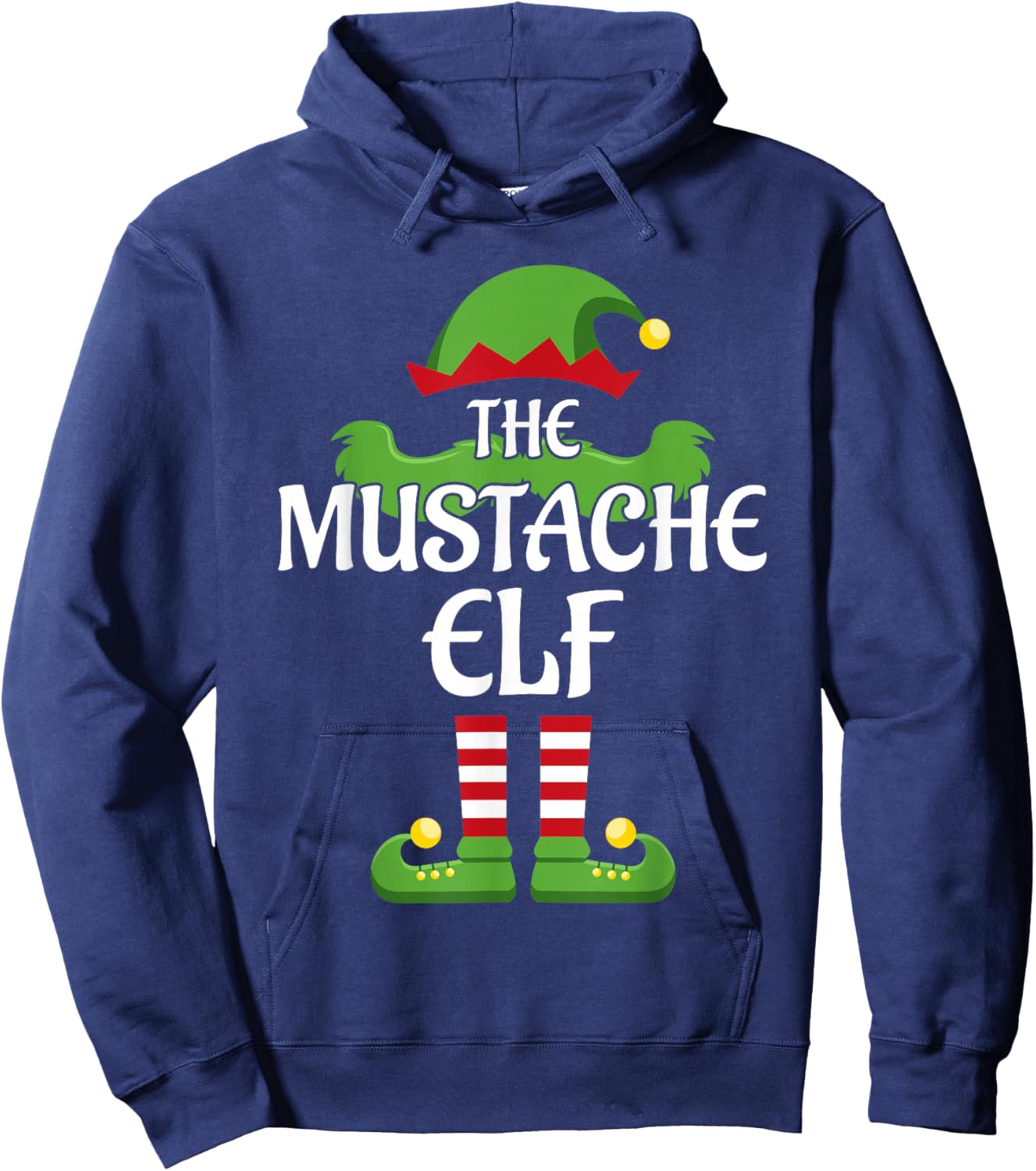 Mustache Elf Family Matching Group Christmas Hoodie - Hoodie | Navy