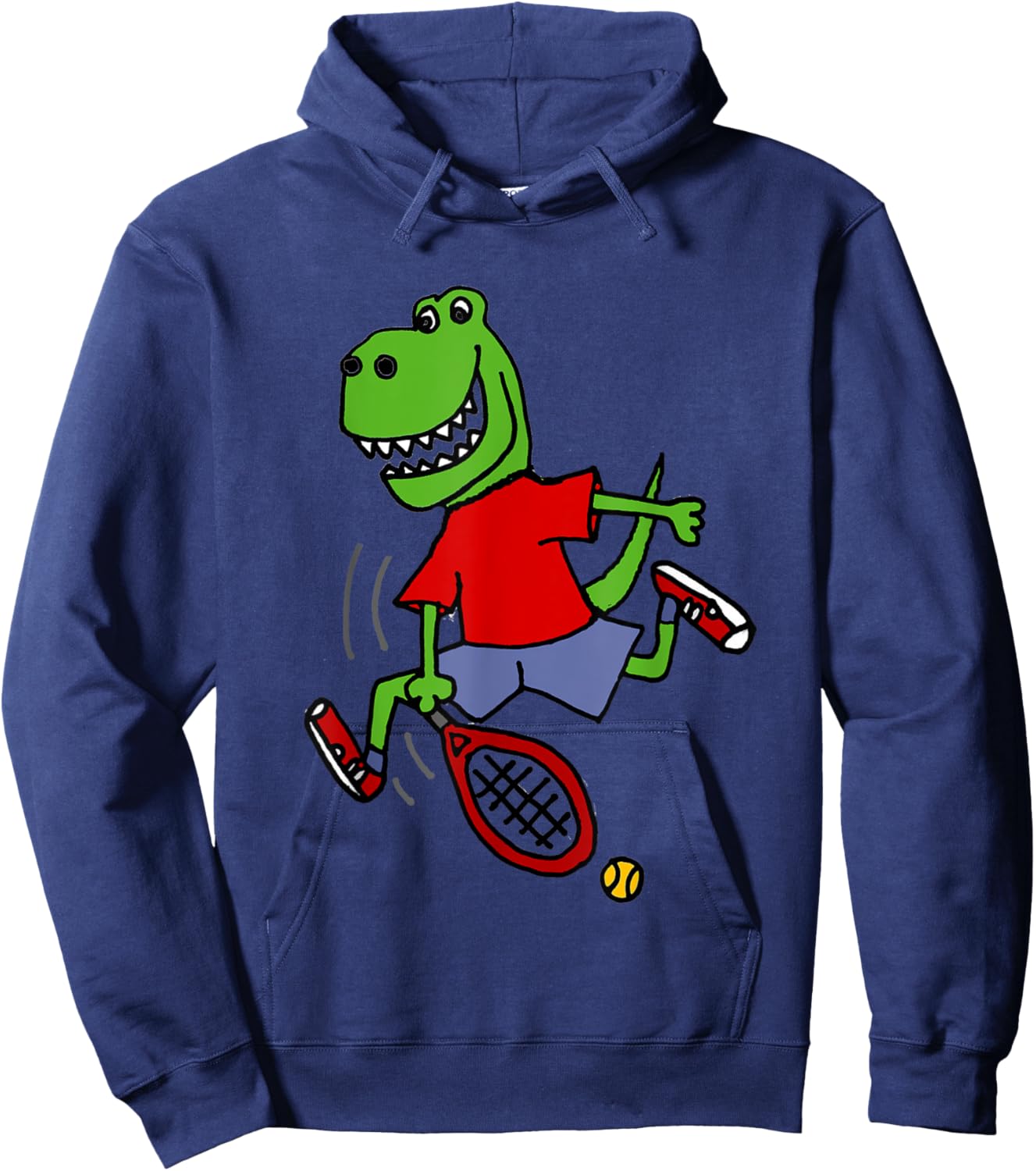 Smileteessports Funny T-rex Dinosaur Playing Tennis Cartoon Hoodie - Hoodie | Navy