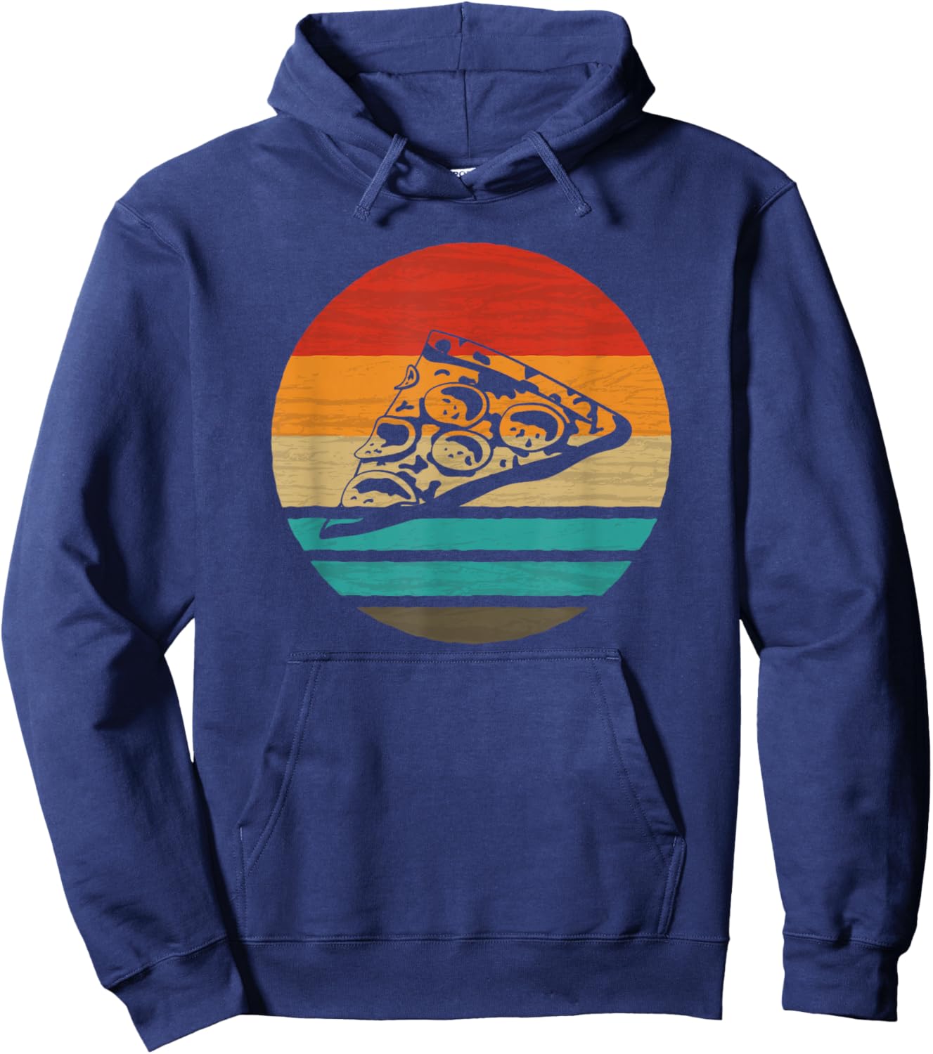 Pizza Piece Retro Style Vintage Hoodie - Hoodie | Navy