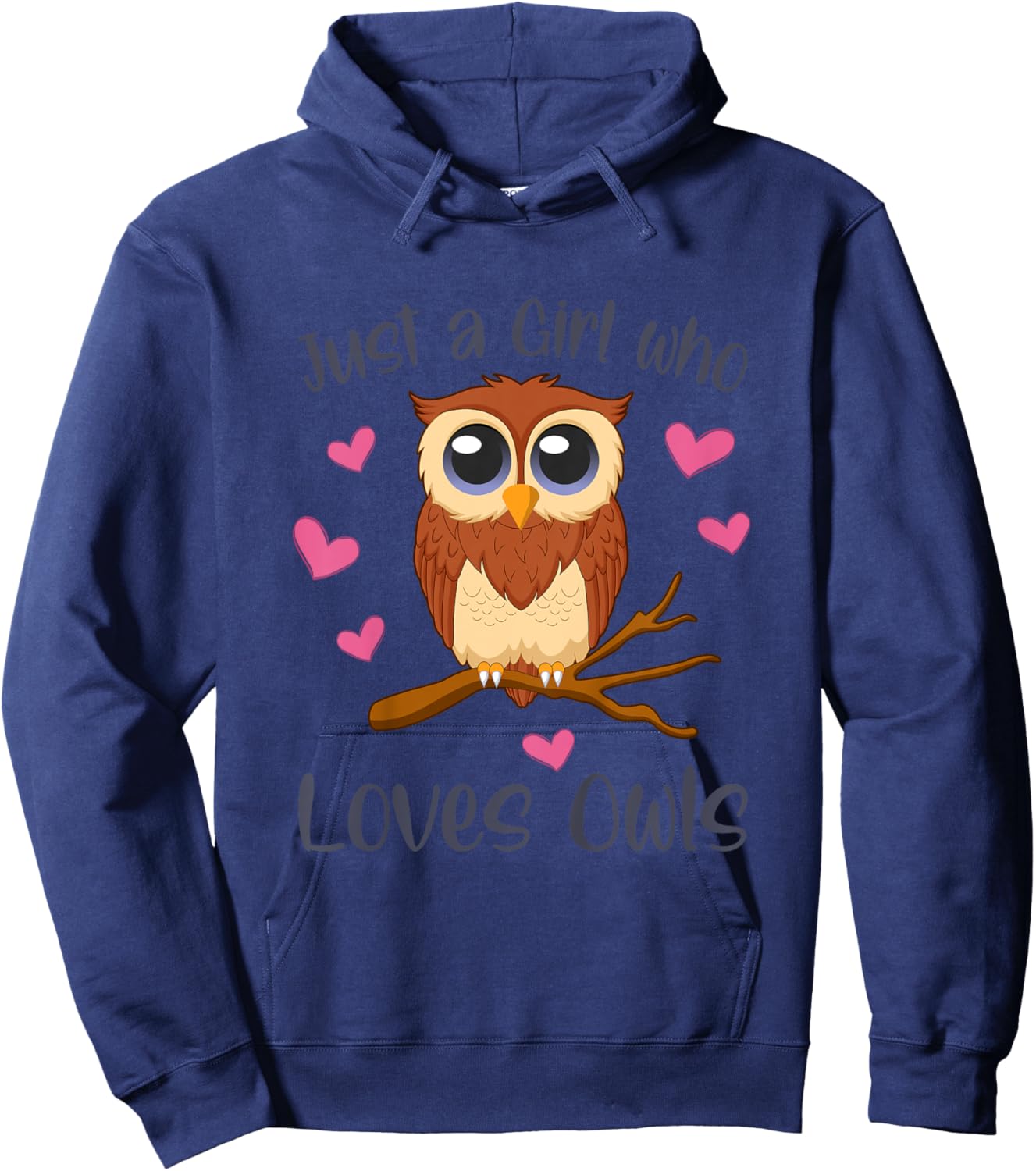 JUST A GIRL WHO LOVES OWLS Funny Owl Lover Toddler Girl Kids Hoodie - Hoodie | Navy