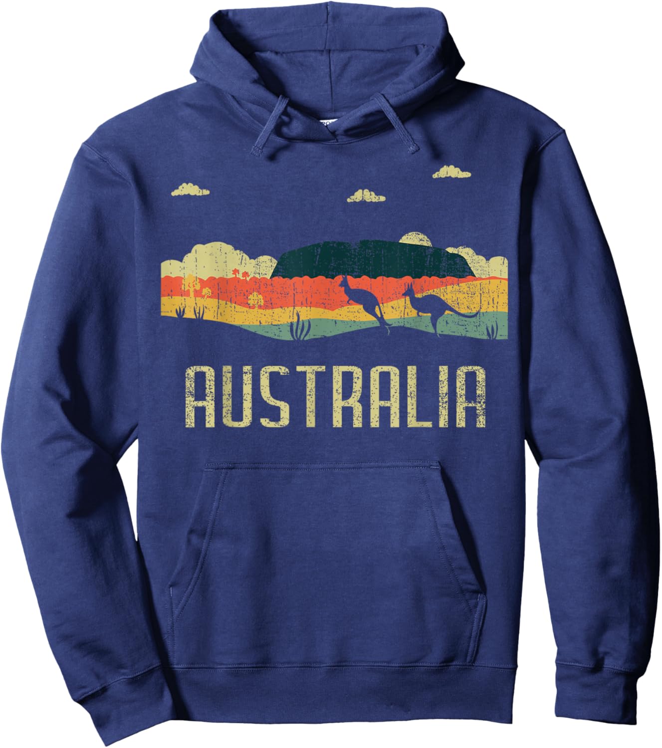 Vintage Jump Kangaroo Australia Day Australian Hoodie - Hoodie | Navy