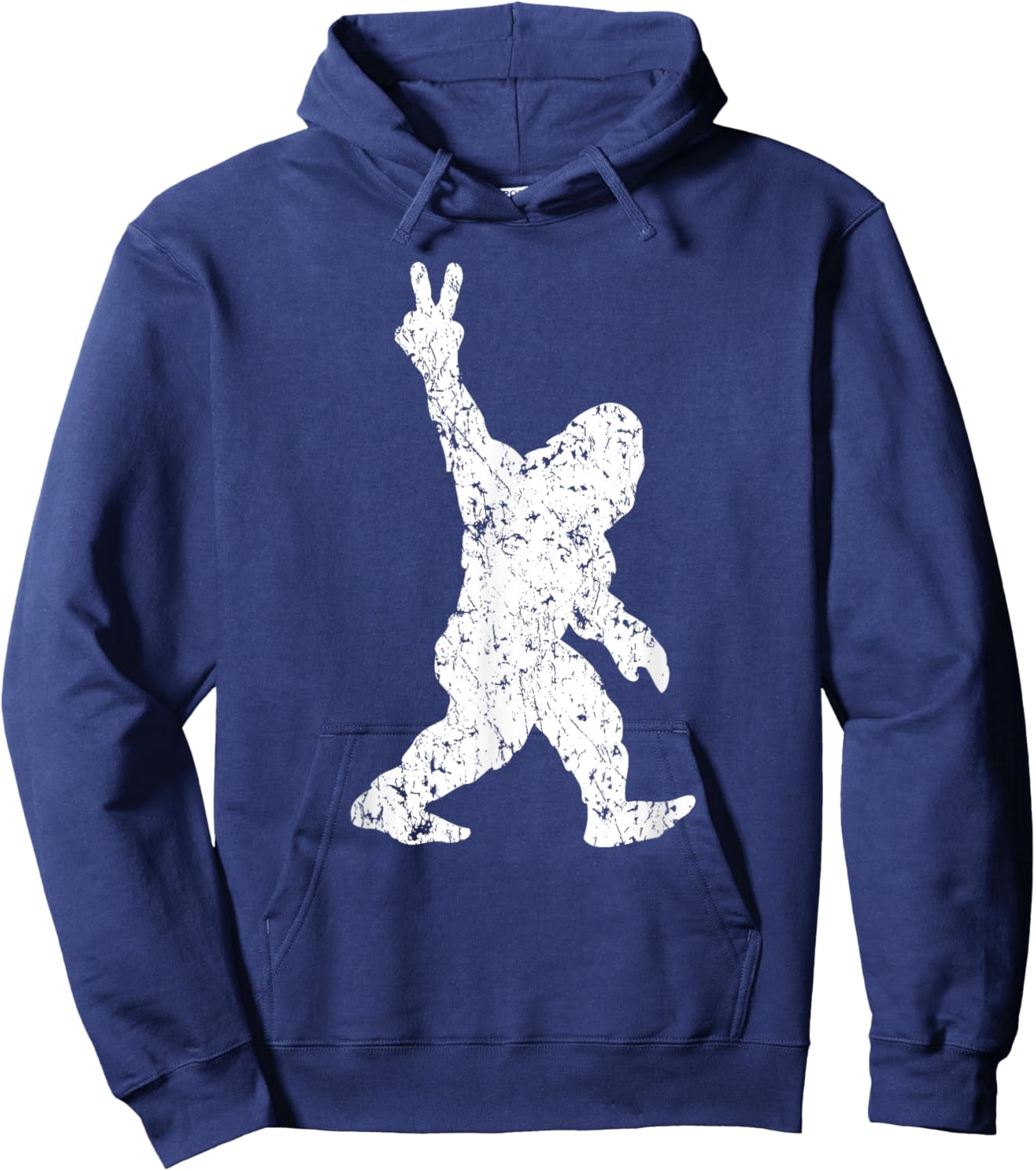 Funny Vintage Style Sasquatch Bigfoot Peace Sign Retro Yeti Hoodie - Hoodie | Navy