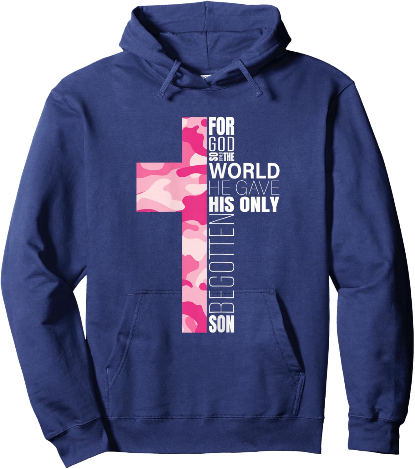Cute Pink Camo Christian Cross Verse Gifts Women Teen Girls Hoodie - Hoodie | Navy