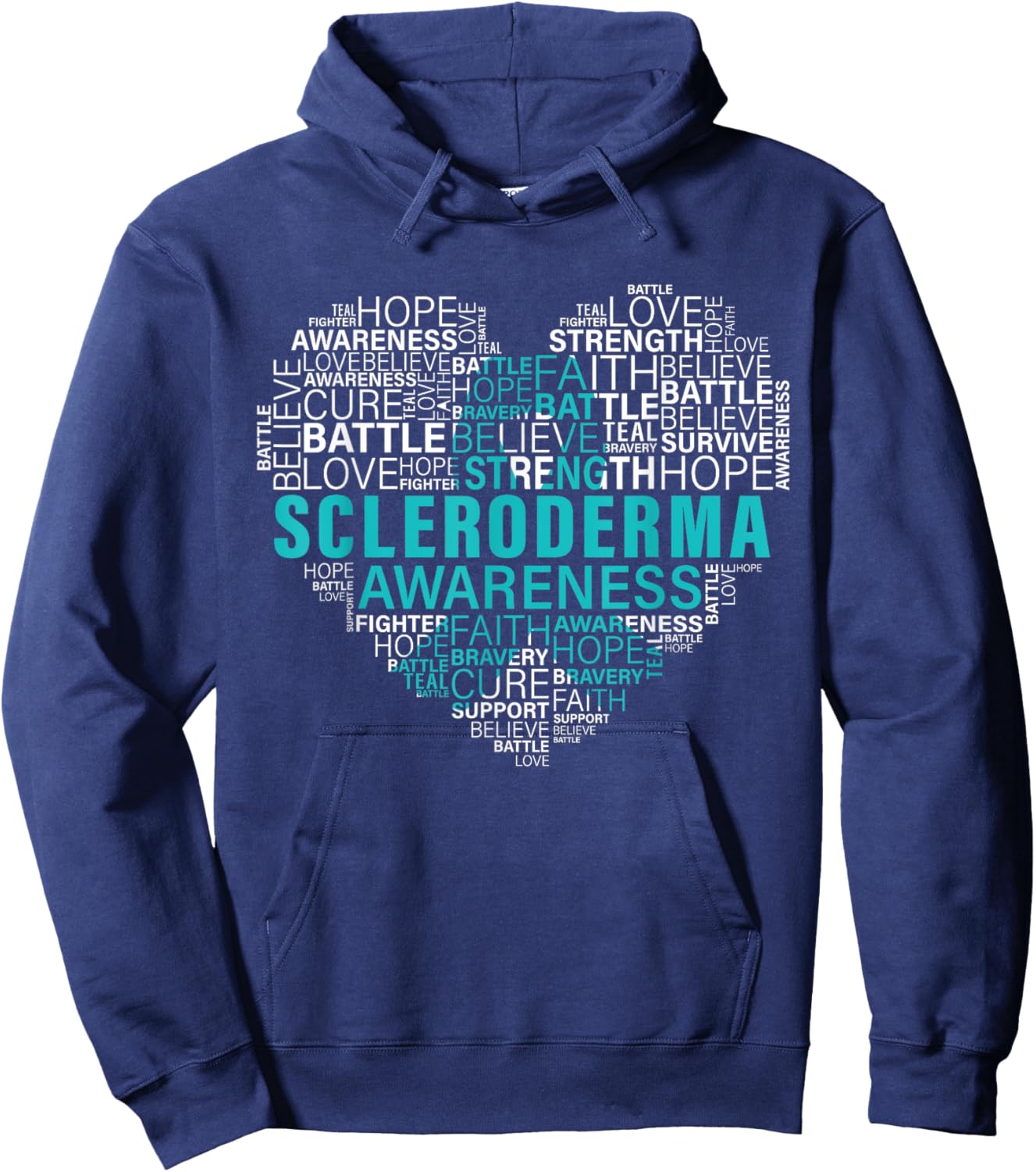 Scleroderma Awareness Fight Hope Support Strong Warrior Hoodie - Hoodie | Navy