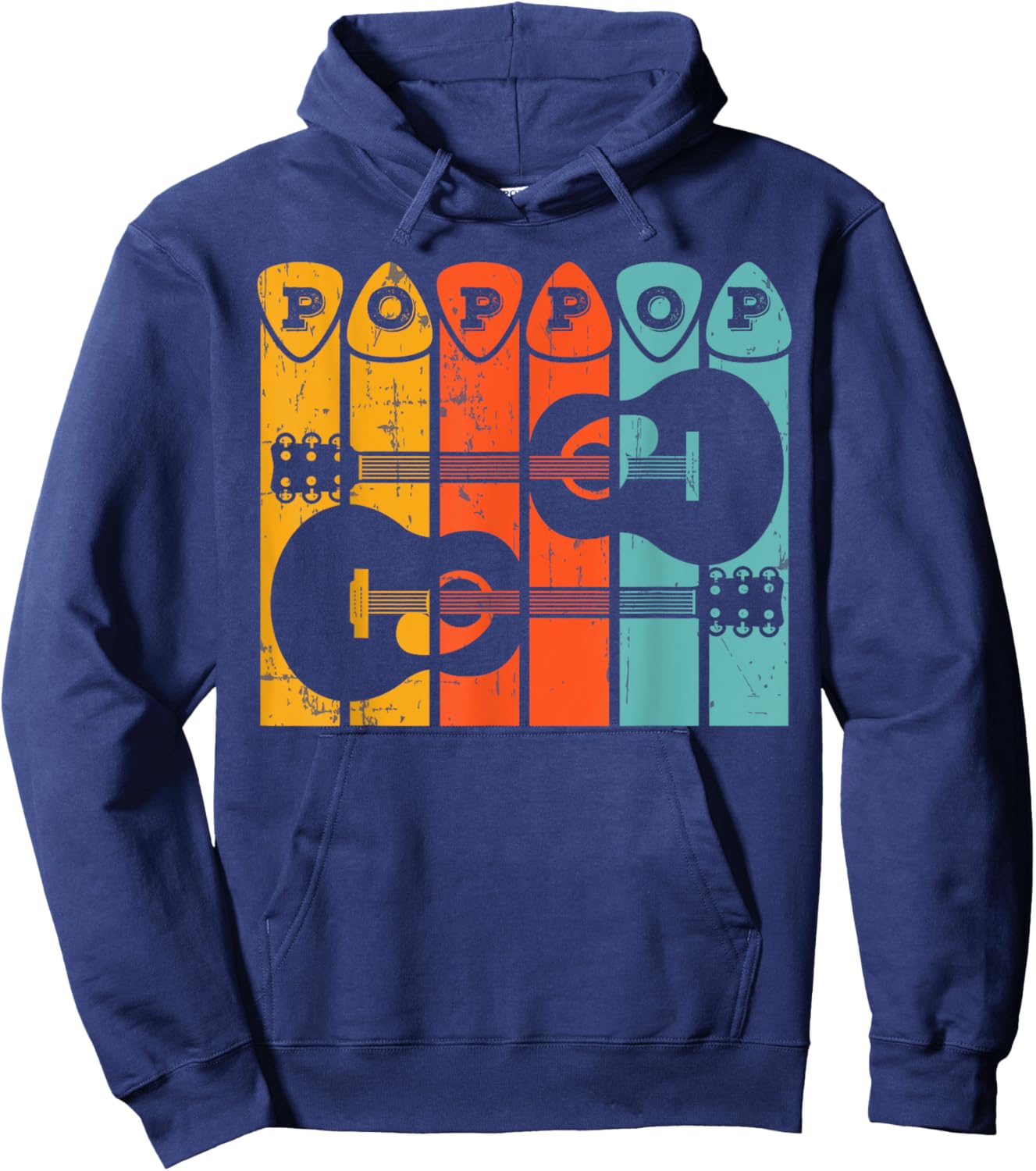 Guitarist Pop Pop Retro Poppop Acoustic Guitar Player Music Hoodie - Hoodie | Navy