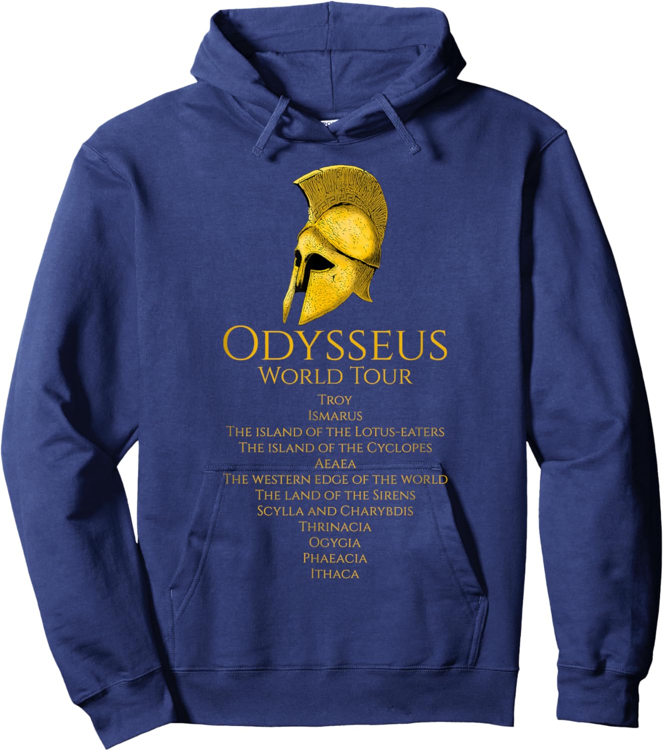 Ancient Greek Mythology & Classical History Gifts - -Adults Black Small Classic Fit Short Sleeve - Greek Mythology - Odysseus World Tour - Ancient Greece - Epic Greek Mythology Hoodie - Hoodie | Navy