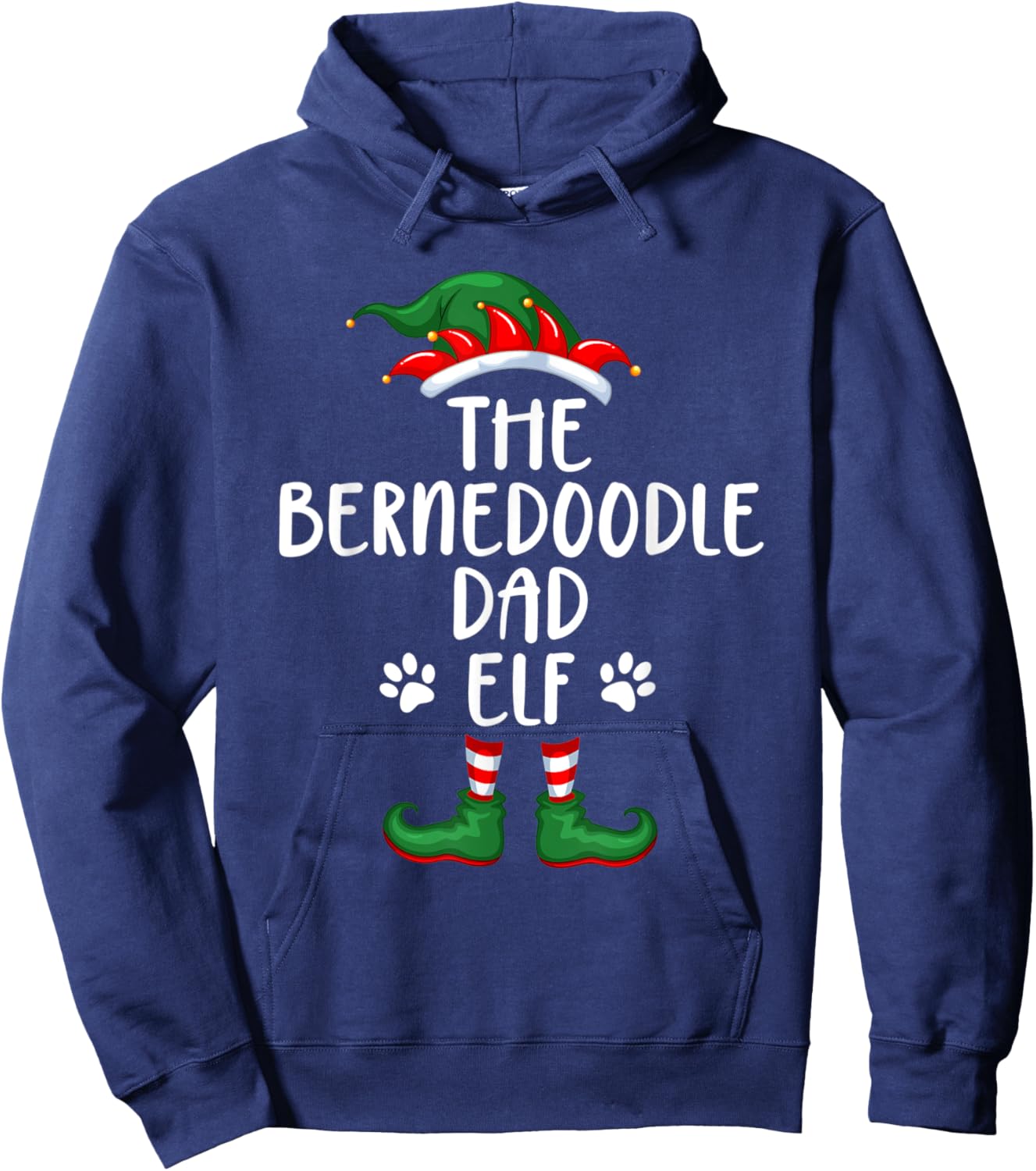 Bernedoodle Dad Dog Elf Christmas Funny Matching Xmas Pajama Hoodie - Hoodie | Navy