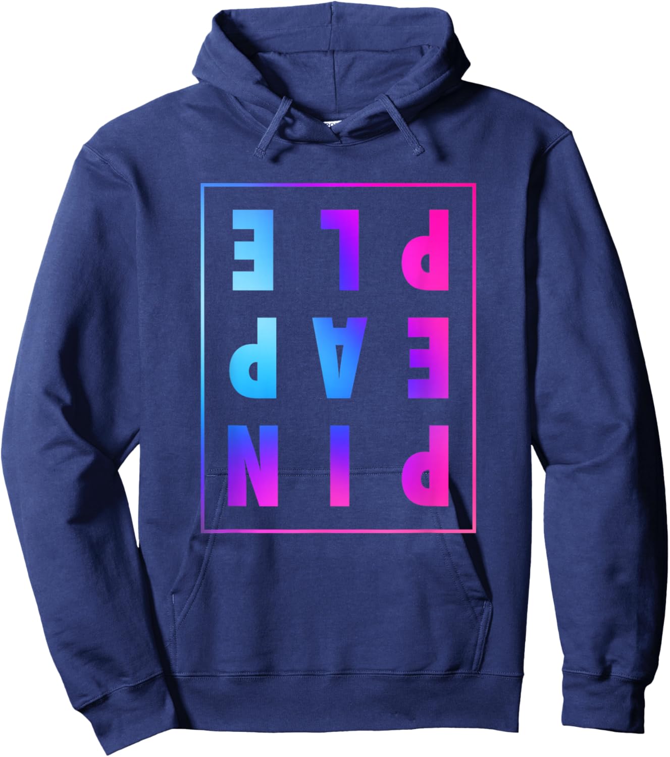 Retro Upside Down Pineapple Swinger Pastel Text Grid Hoodie - Hoodie | Navy
