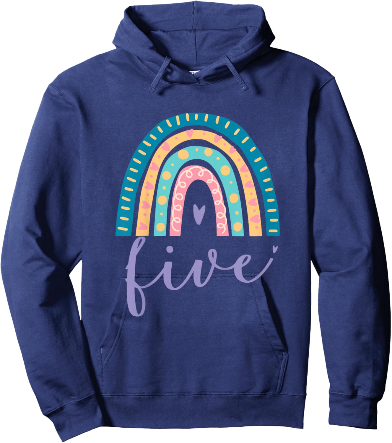 Five Year Old Rainbow 5th Birthday Gifts For Girls 5 Bday Hoodie - Hoodie | Navy
