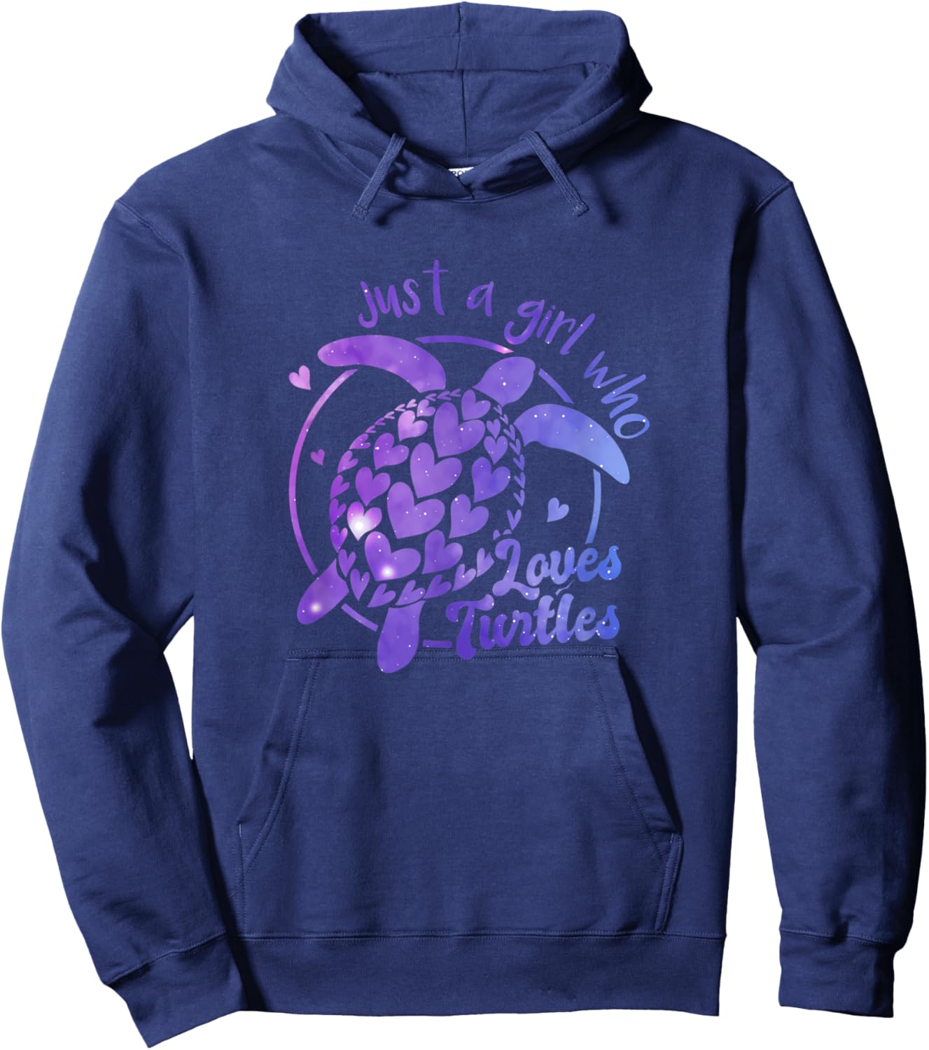 Cool Retro Just A Girl Who Loves Turtles Cute Sea Turtle Hoodie - Hoodie | Navy