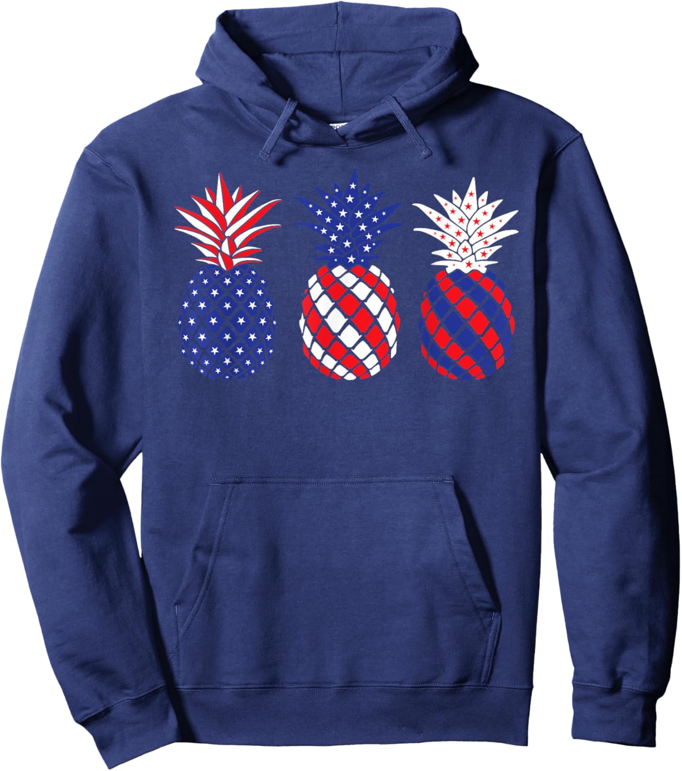Funny Patriotic Red White & Blue Pineapple Hawaii July 4 Women Men Hoodie - Hoodie | Navy