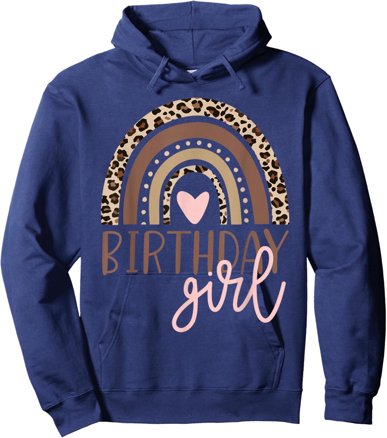 Birthday Girl Leopard Rainbow Birthday Party Family Small Hoodie - Hoodie | Navy