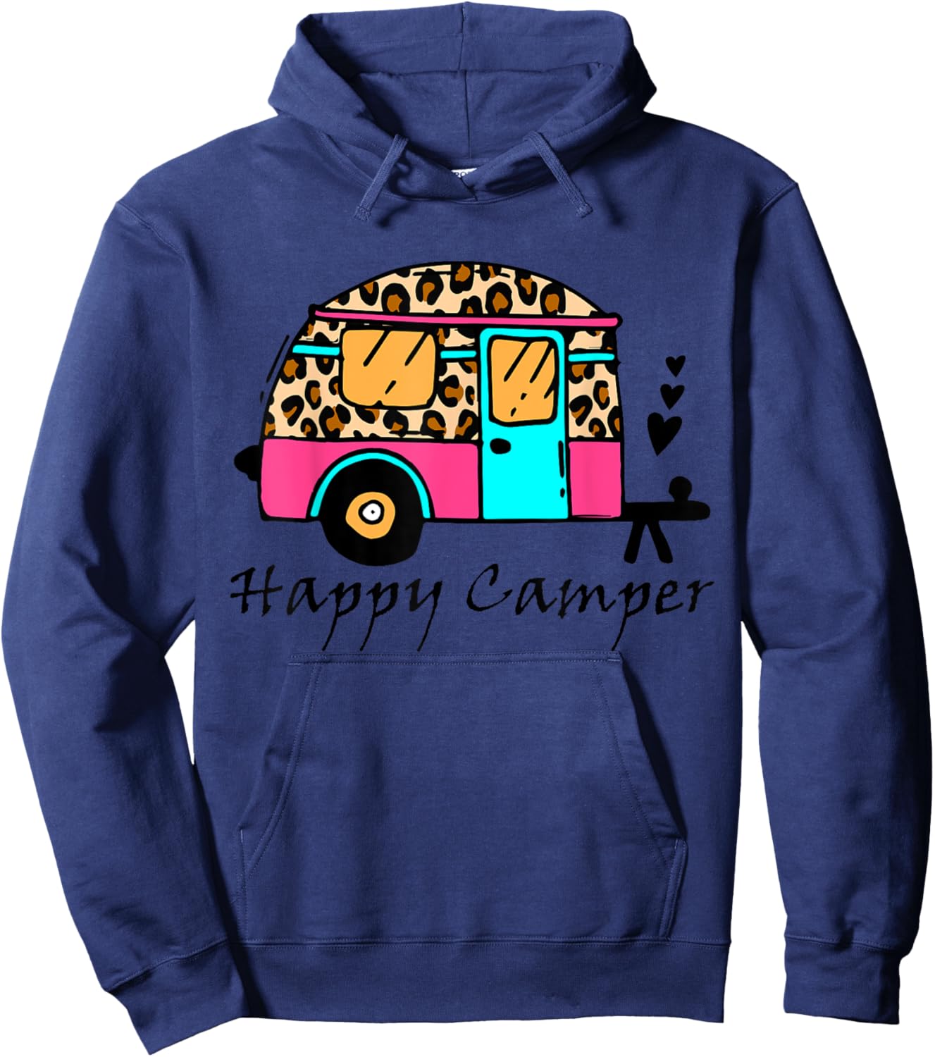 Camper happy summer camp camping leopard funny glamping Men Women Hoodie - Hoodie | Navy