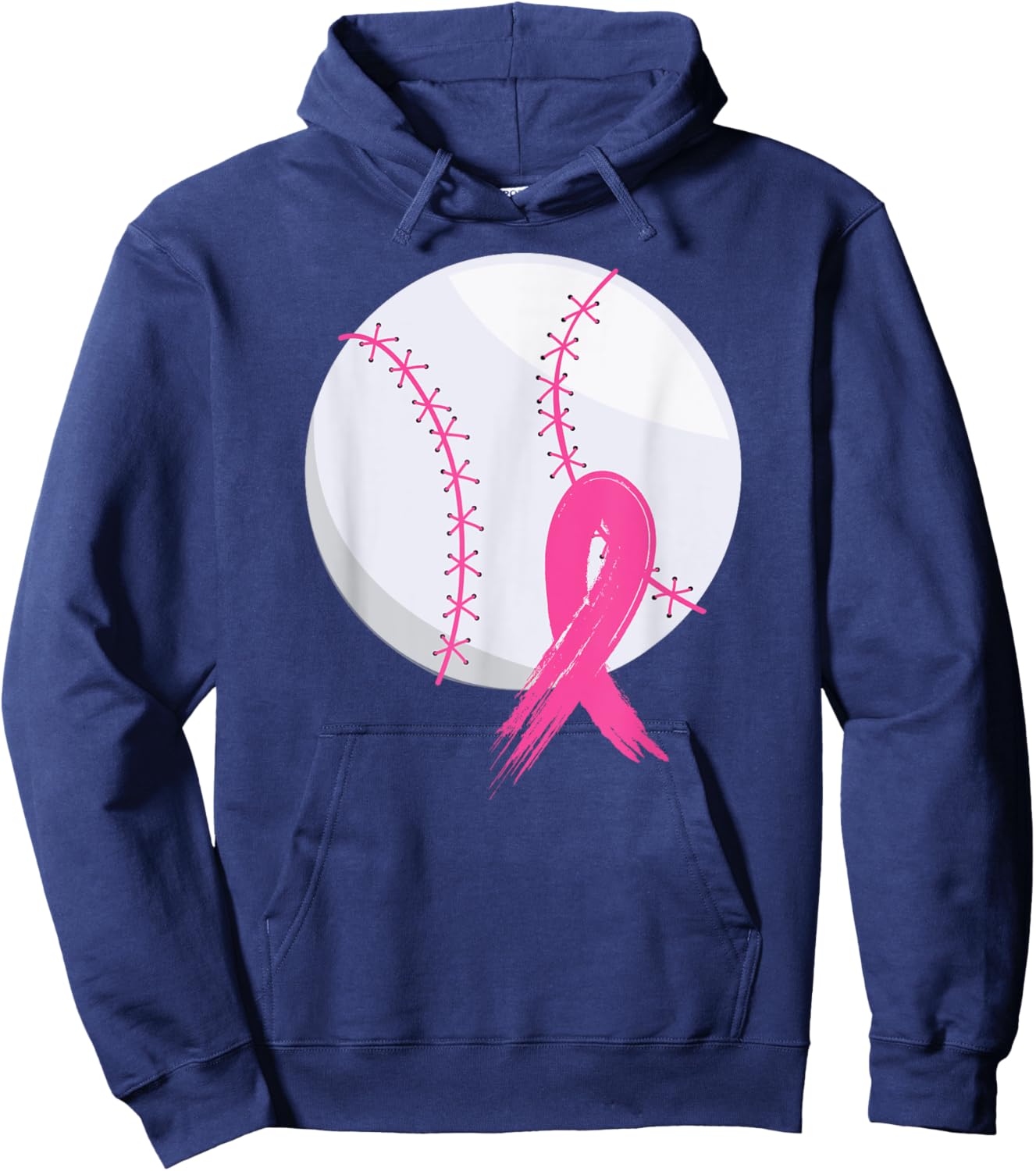 Breast Cancer Pink Ribbon Baseball Awareness Costume Hoodie - Hoodie | Navy