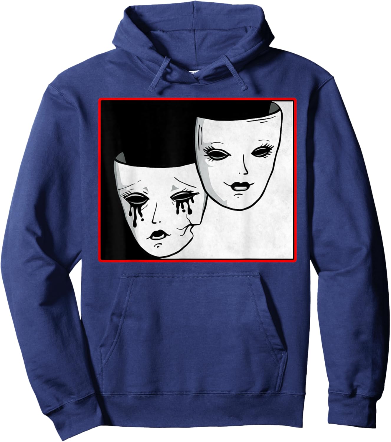Theater Mask Soft Grunge Darma Comedy And Tragedy Goth Hoodie - Hoodie | Navy