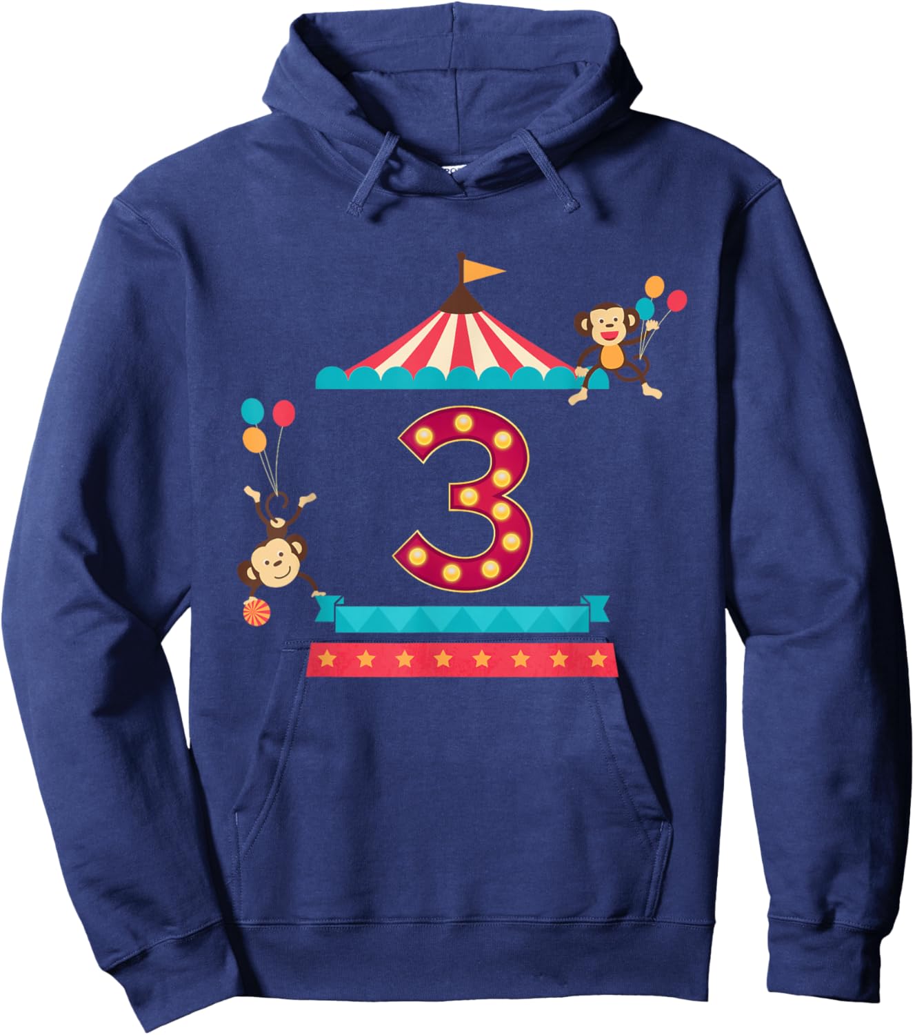 3rd Birthday Circus Top Monkeys 3 Year Old Toddler Carnival Hoodie - Hoodie | Navy