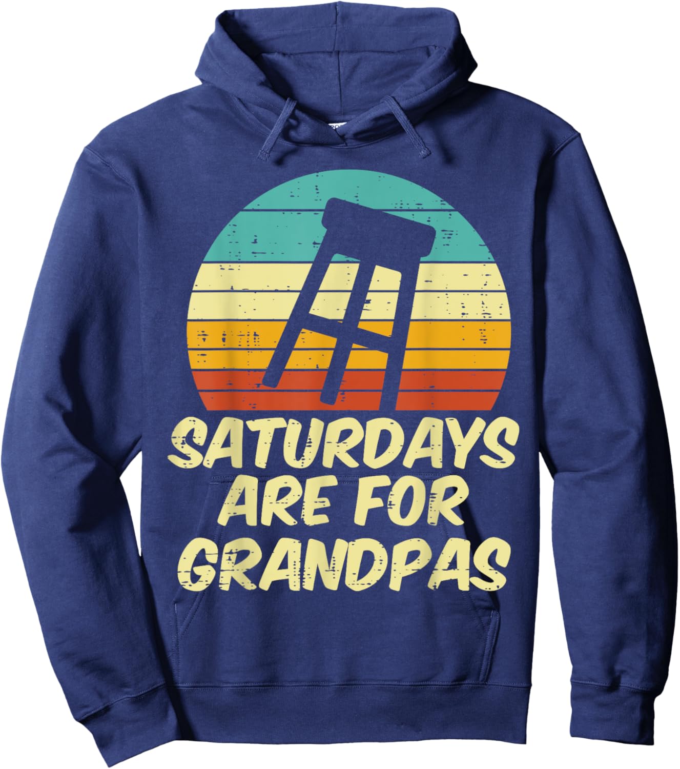 Barstool Saturdays Are For Grandpas Sunset Retro Fathers Day Hoodie - Hoodie | Navy